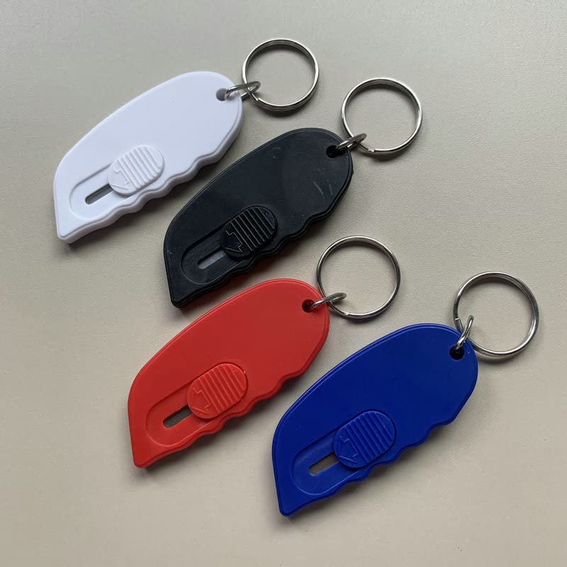 2-Pack Mini Box Cutter Keychain - Portable Retractable Utility Knife with Safety Lock, Letter Opener & Package Opener - Compact Pocket Knife for Home, Office & Travel (Red) - Perfect for Unboxing, Crafting & Daily Use