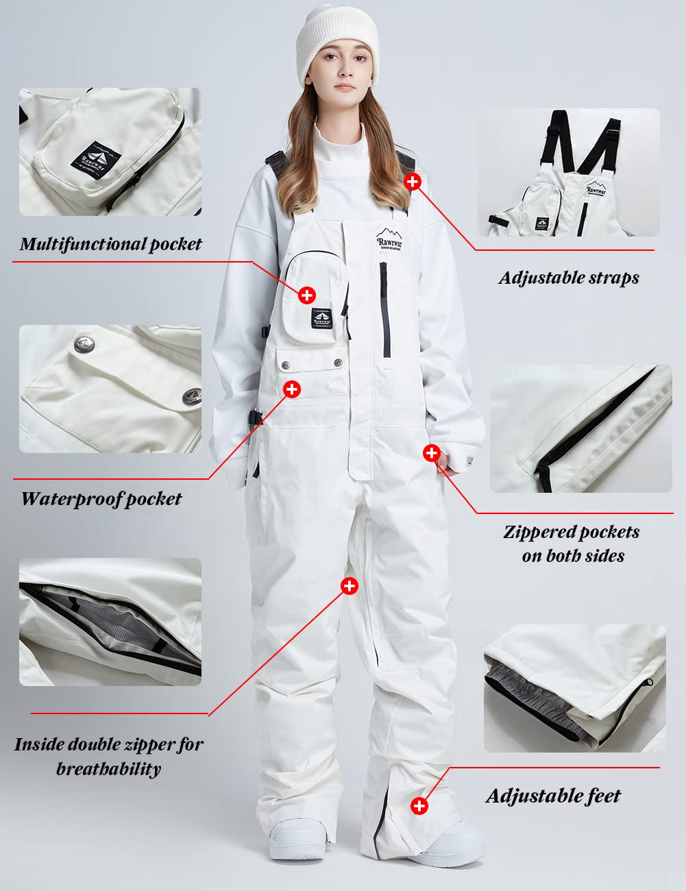 Waterproof Insulated Ski Bib Overalls for Men & Women - Windproof Snow Pants for Skiing, Snowboarding & Outdoor Winter Sports