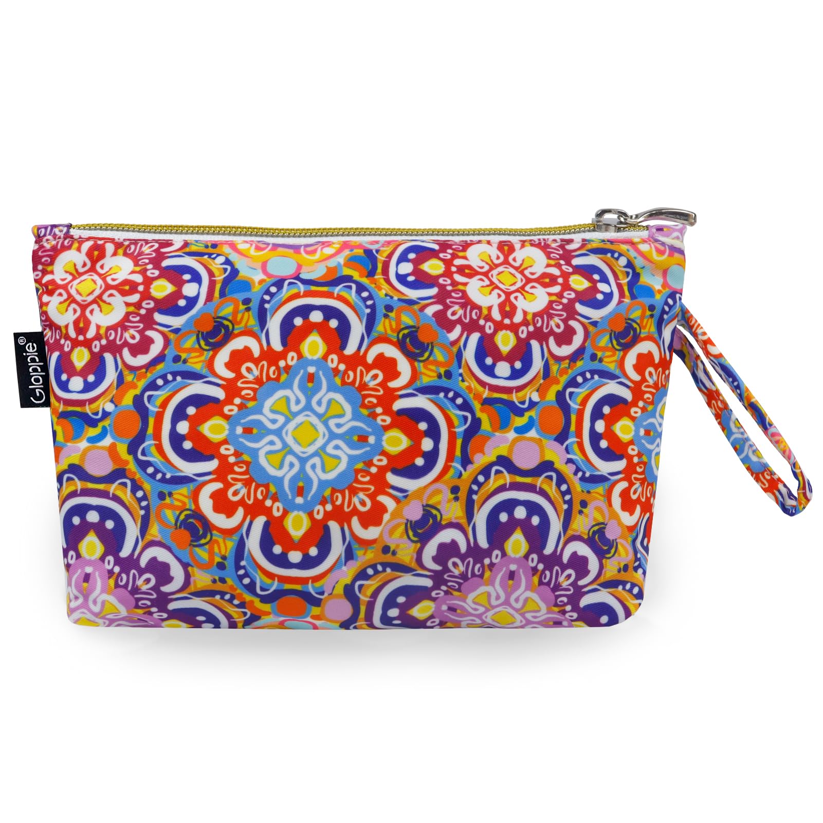 Gloppie Bohemian Makeup Bag for Women - Waterproof Travel Cosmetic Pouch with Zipper | Small Makeup Organizer for Purse, Toiletry Bag & Gym Essentials | Perfect for Travel, Daily Use & Gift Giving