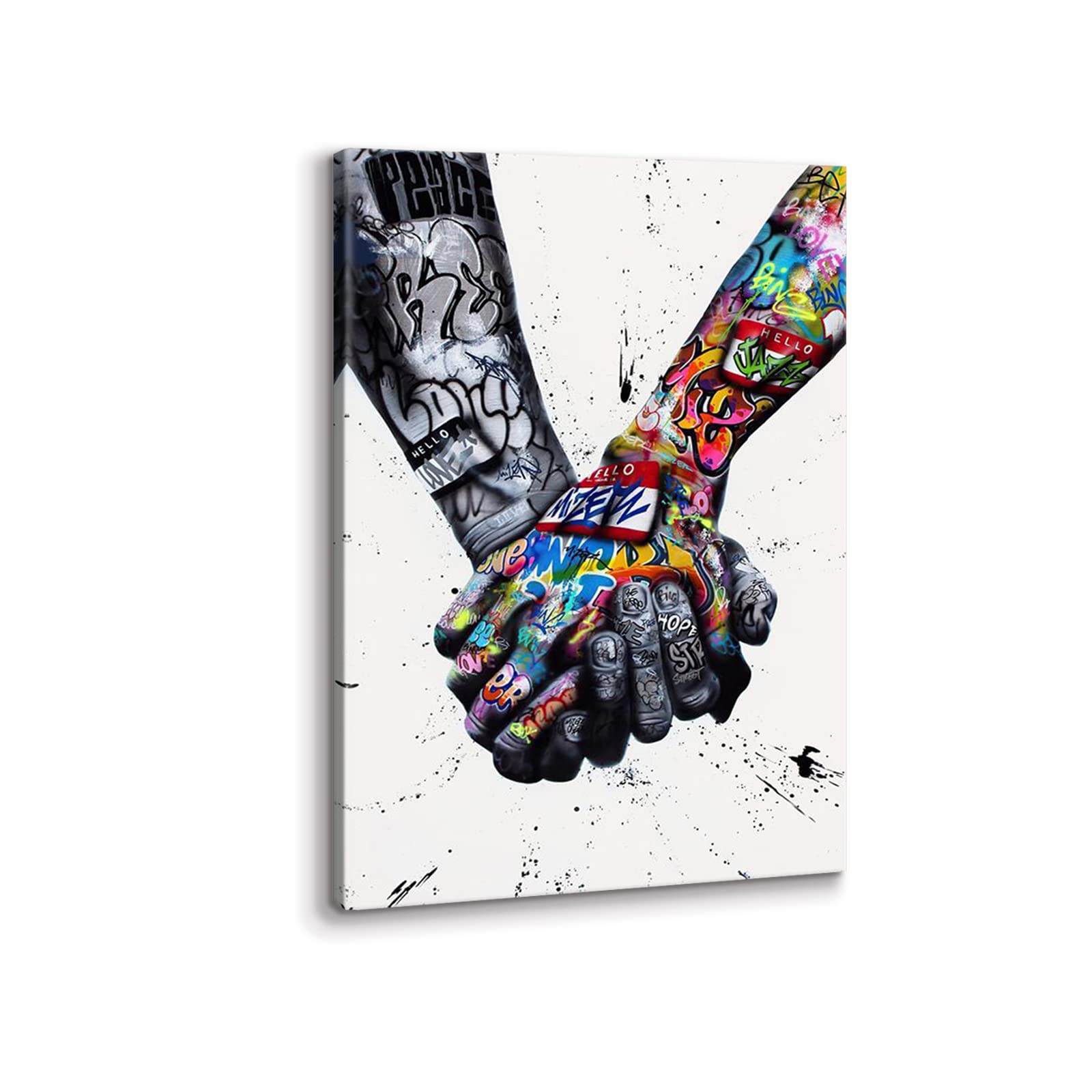 KAWAHONE Street Art Canvas Graffiti Wall Art - Modern Abstract Gesture Painting with Frame (12x18 Inches) - Perfect for Home Decor, Living Room, Bedroom & Office Wall Art