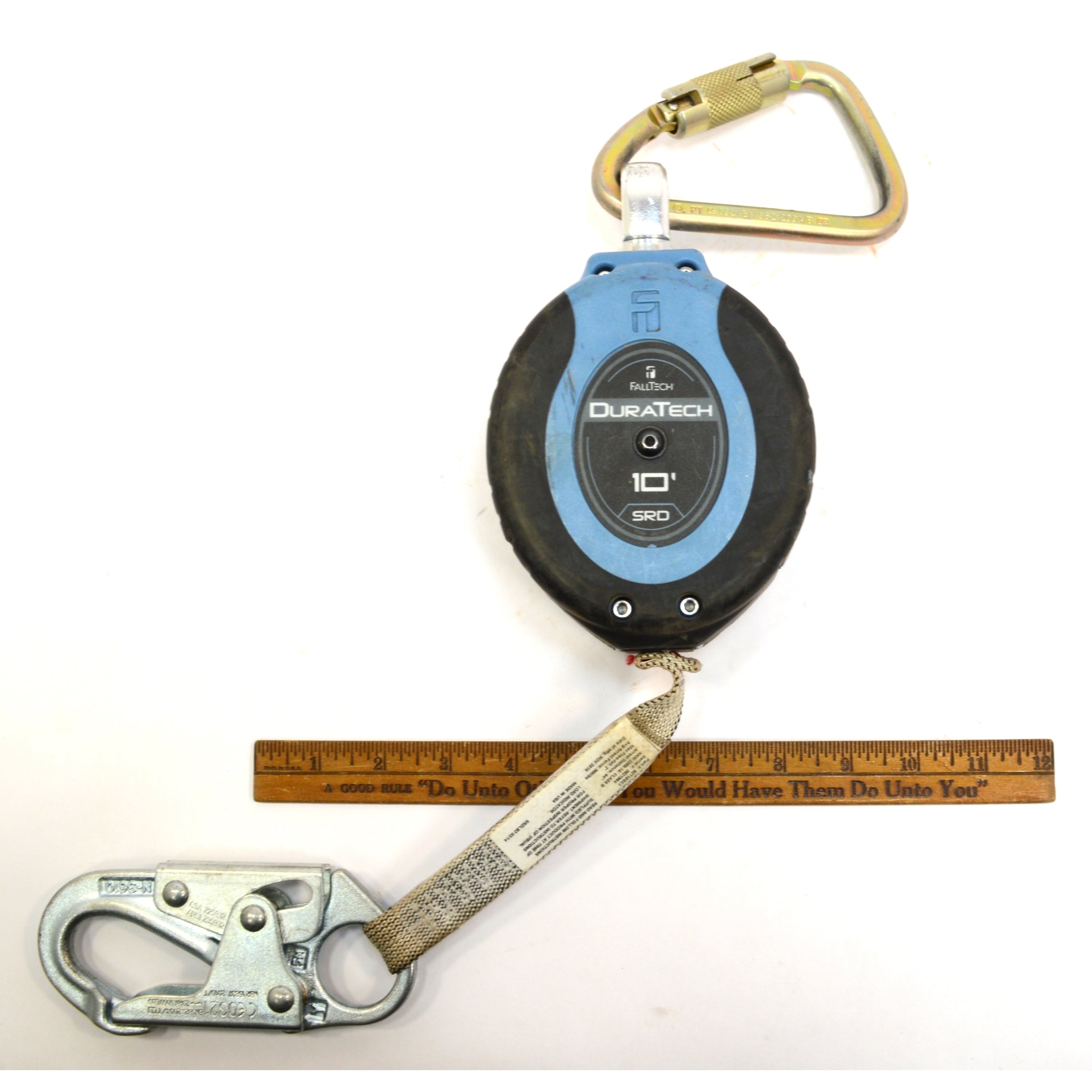 FallTech DuraTech 10ft Self Retracting Fall Limiter with Carabiner - Lightly Used Safety Harness for Construction & Roofing Work
