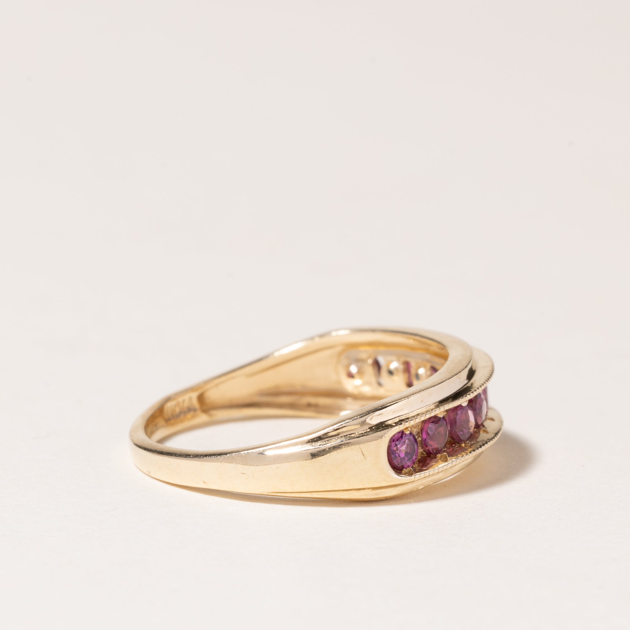 10K Yellow Gold Pink Tourmaline Ring for Women | 0.30ctw Natural Gemstone | Size 6.5 | Elegant Stackable Band for Everyday Wear, Anniversary Gift, or Special Occasion