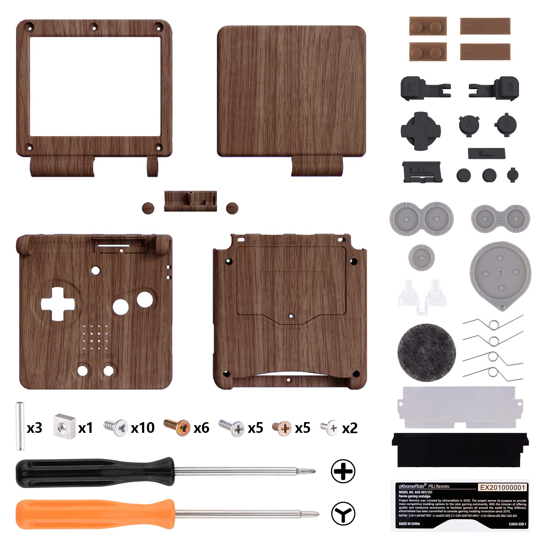 eXtremeRate Custom Wood Grain Shell Full Button Set for GBA SP Gameboy Advance SP - Replacement Case Compatible with IPS & LCD Screens (Console & Screen Not Included) - Perfect for Gaming, Collecting & Custom Mods