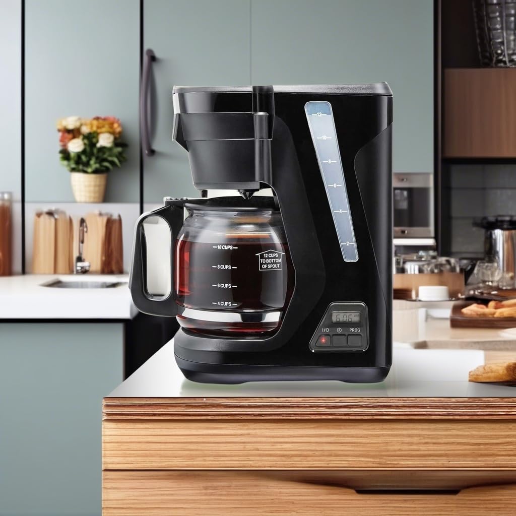 Proctor Silex 12-Cup Programmable Drip Coffee Maker with Digital Display & FrontFill Water Tank - Black and Silver (43685PS) - Perfect for Home, Office & Entertaining