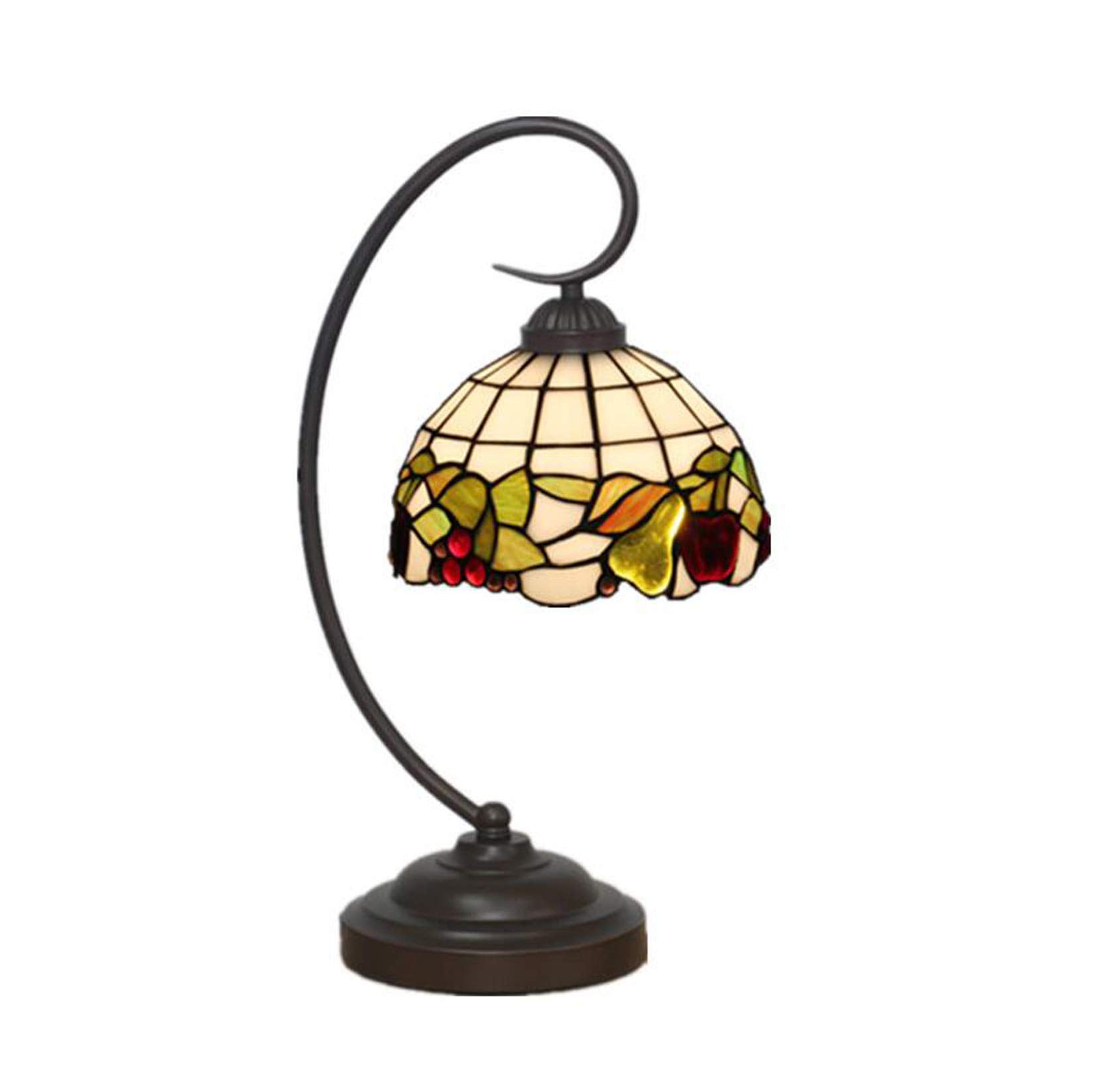 Tiffany Style Handmade 8 Inch Fruit Stained Glass Table Lamp with Metal Base & Push Button Switch - 18.5-Inch Tall Desk Light for Bedroom, Living Room, Office (110-240V, E27 Bulb) - Perfect for Bedside Reading, Home Decor & Workspace Lighting