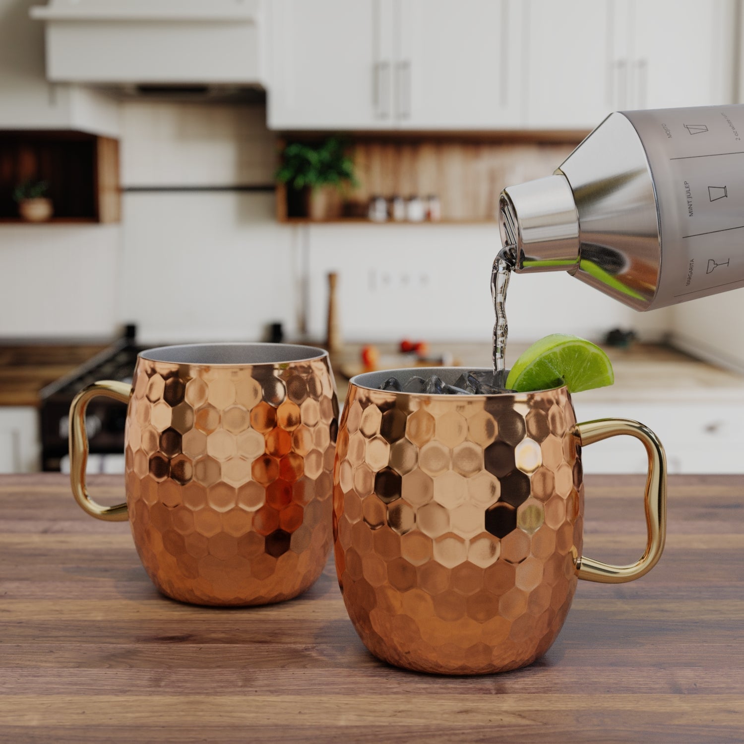 Premium Hammered Copper Moscow Mule Mugs Set of 2 - 16oz Copper Cups for Cocktails, Iced Coffee & Cold Drinks - Perfect for Parties, Gifts & Home Bar Essentials