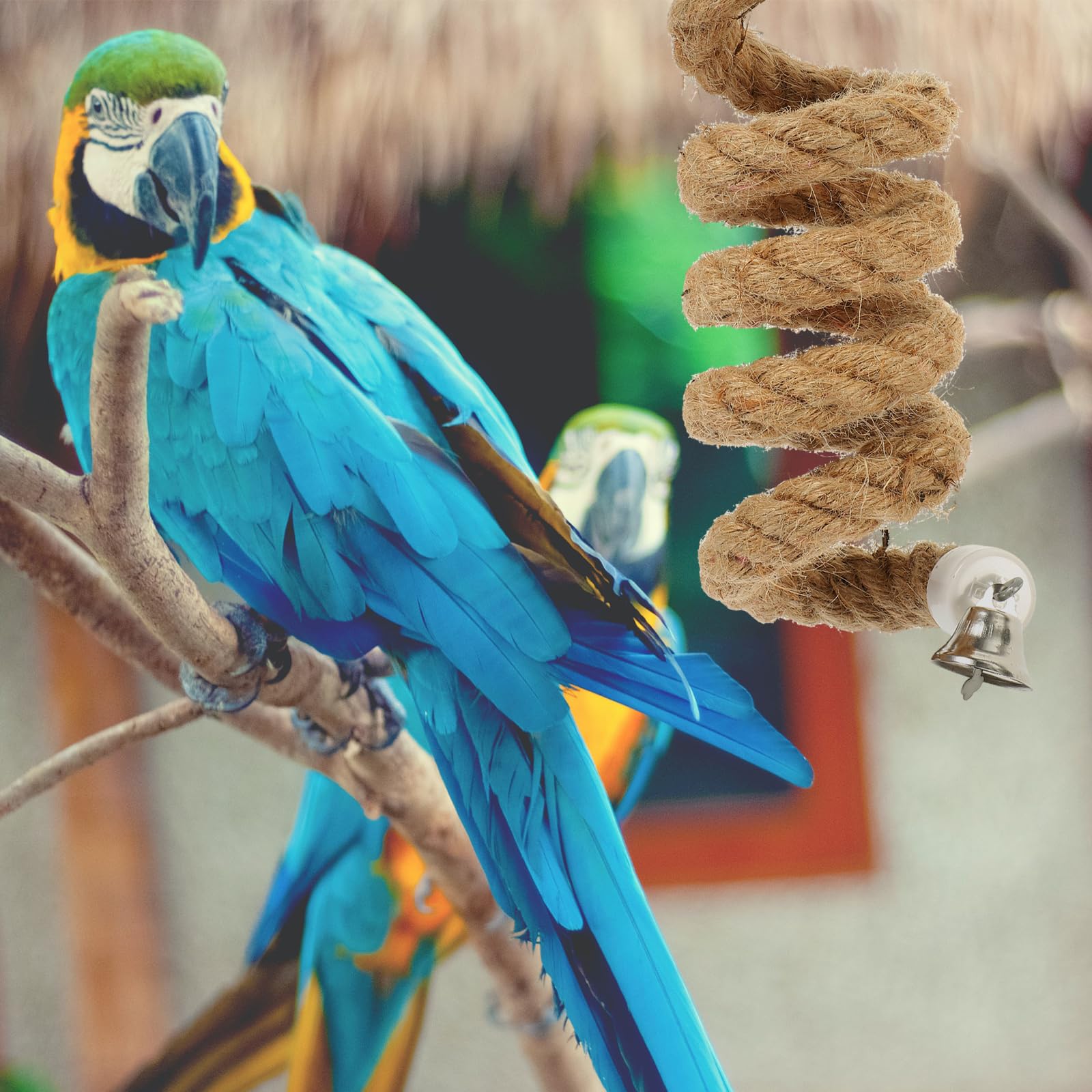 Parrot Swing & Chew Toys - 1m Jute Rope Perch for Parakeets - Climbing & Play
