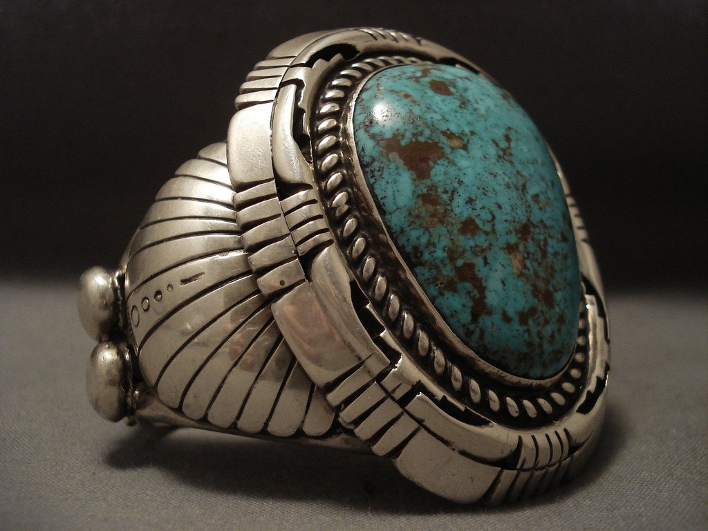 Authentic 148g Heavy Old Ivanhoe Turquoise Native American Silver Bracelet - Handcrafted Southwest Jewelry for Women, Boho Fashion & Gift Giving