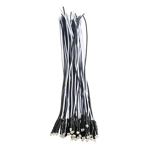 EDGELEC 50pcs 12V 1.8mm White LED Lights - Pre-Wired 7.9 Inch DC 12v Diffused LED Diodes with Colored Lens - Perfect for DIY Electronics, Automotive Lighting, and Home Decoration Projects