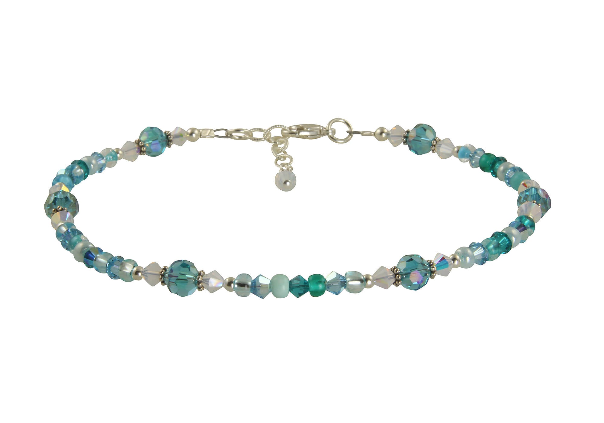 Aqua Opal Crystal Beaded Anklet - Elegant Adjustable Ankle Bracelet for Women | Perfect for Beach, Summer, Boho Fashion & Gift Giving