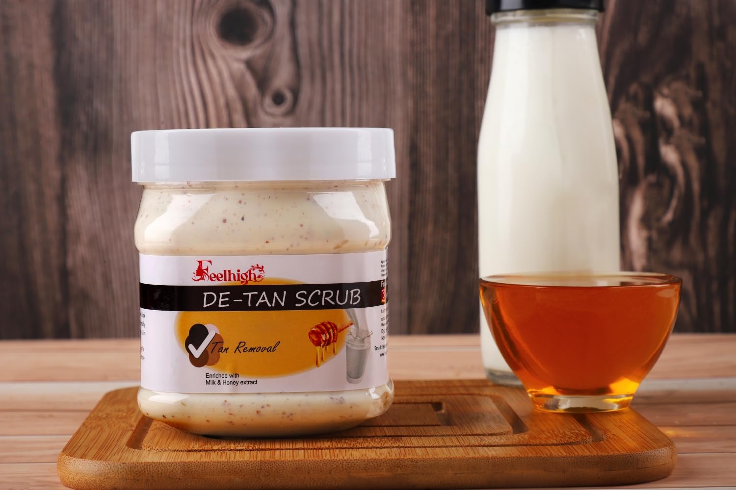 Tan Removal Face Scrub Combo - 500ml Milk & Honey Vitamin C Scrub + 500ml Orange Peel Extract Facial Scrub - Brightening Exfoliator for Men & Women - Perfect for Daily Skincare & Glowing Complexion