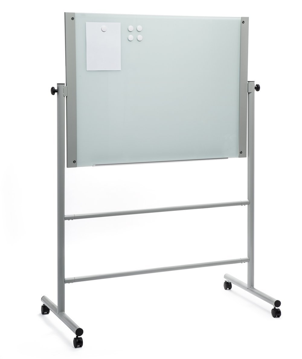 Premium Magnetic Glass Dry-Erase Board 4'x3' - Whiteboard with Mobile Stand for Office, Classroom & Home - Audio Visual Presentation Tool for Meetings & Creative Brainstorming