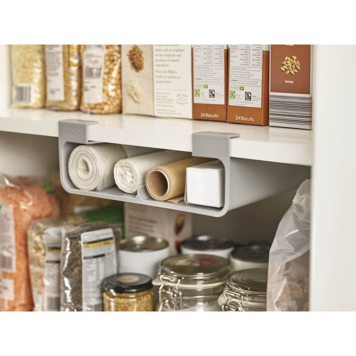 CupboardStore™ Kitchen Film, Foil & Plastic Bag Organizer - Space Saving Storage Solution for Food Wrap, Aluminum Foil & Ziploc Bags | Perfect for Pantry, Cabinet & Drawer Organization