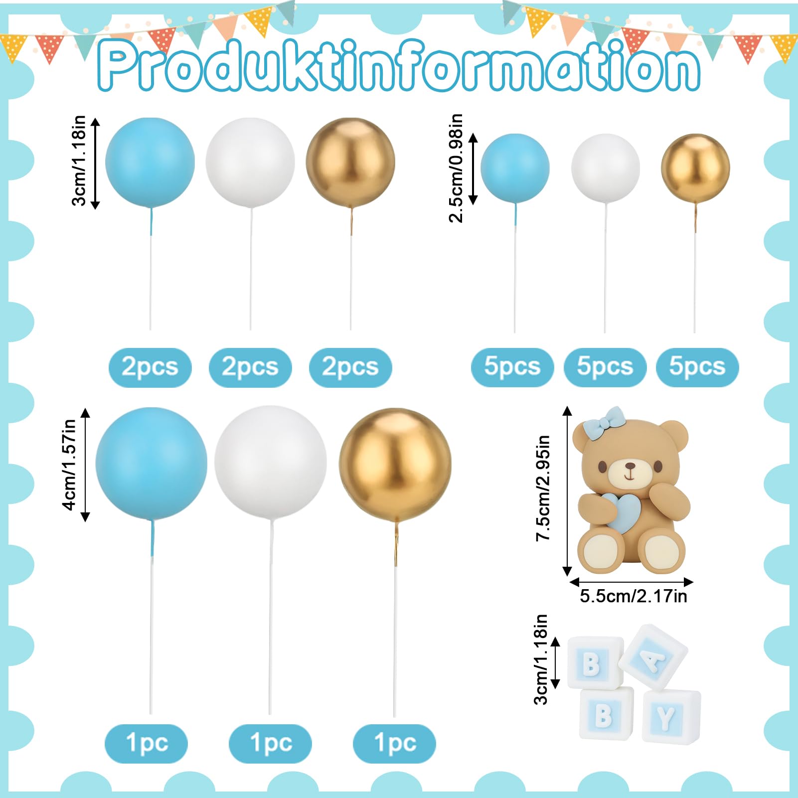 26Pcs Mini Teddy Bear Cake Toppers - Edible Cake Decorations for Baby Shower, Birthday, Christening & Wedding - Perfect for Cupcakes, Centerpieces & Letter Cakes