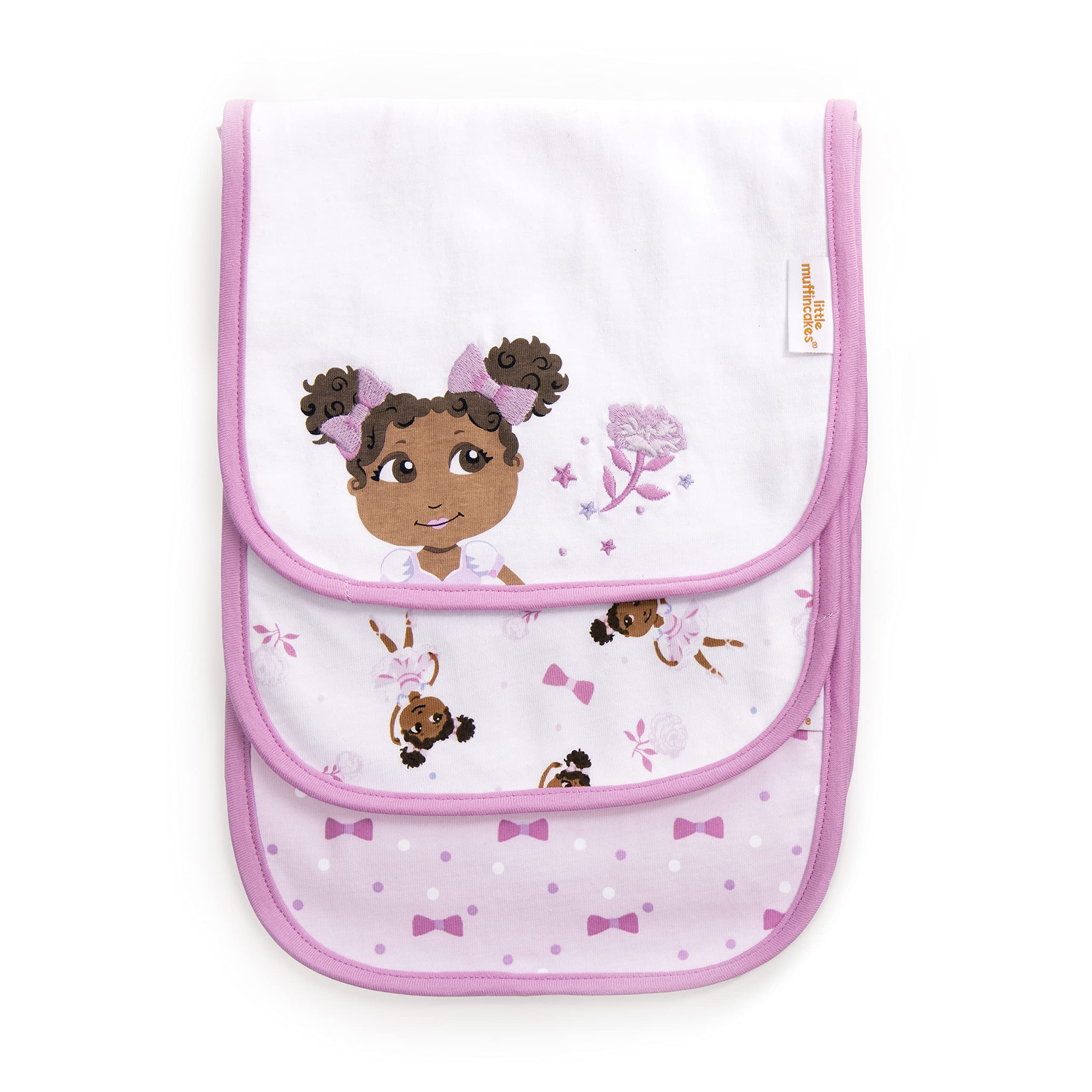 Soft Jersey Burp Cloths 3 Pack - Ballerina Theme (Zhara) for Newborn Babies & Toddlers - Ultra Absorbent & Gentle on Skin - Perfect for Feeding, Spit-Up & Messy Moments - Pink