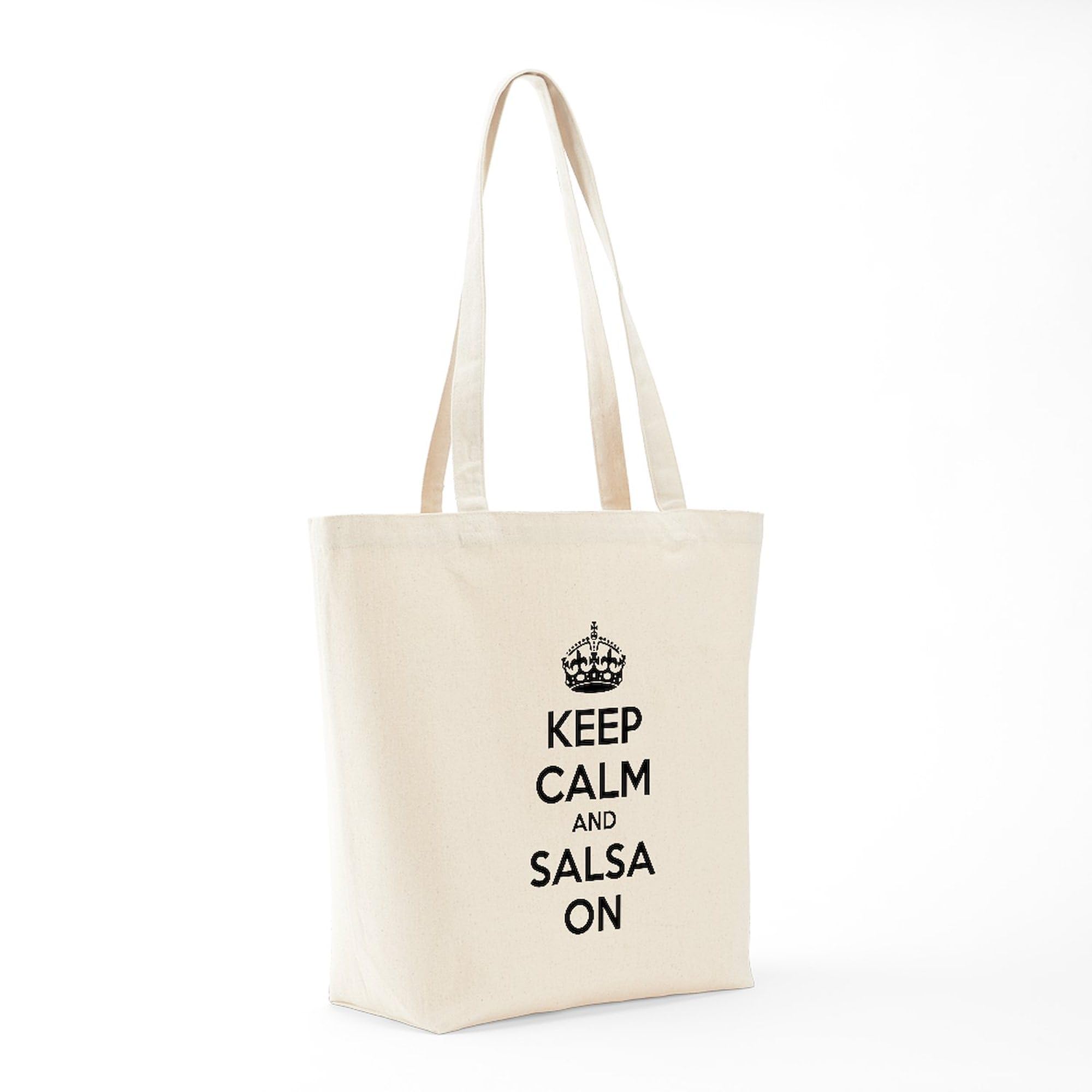 Keep Calm And Salsa On Tote Bag - Natural Canvas Reusable Shopping Bag for Groceries, Beach & Everyday Use | Eco-Friendly Cotton Tote