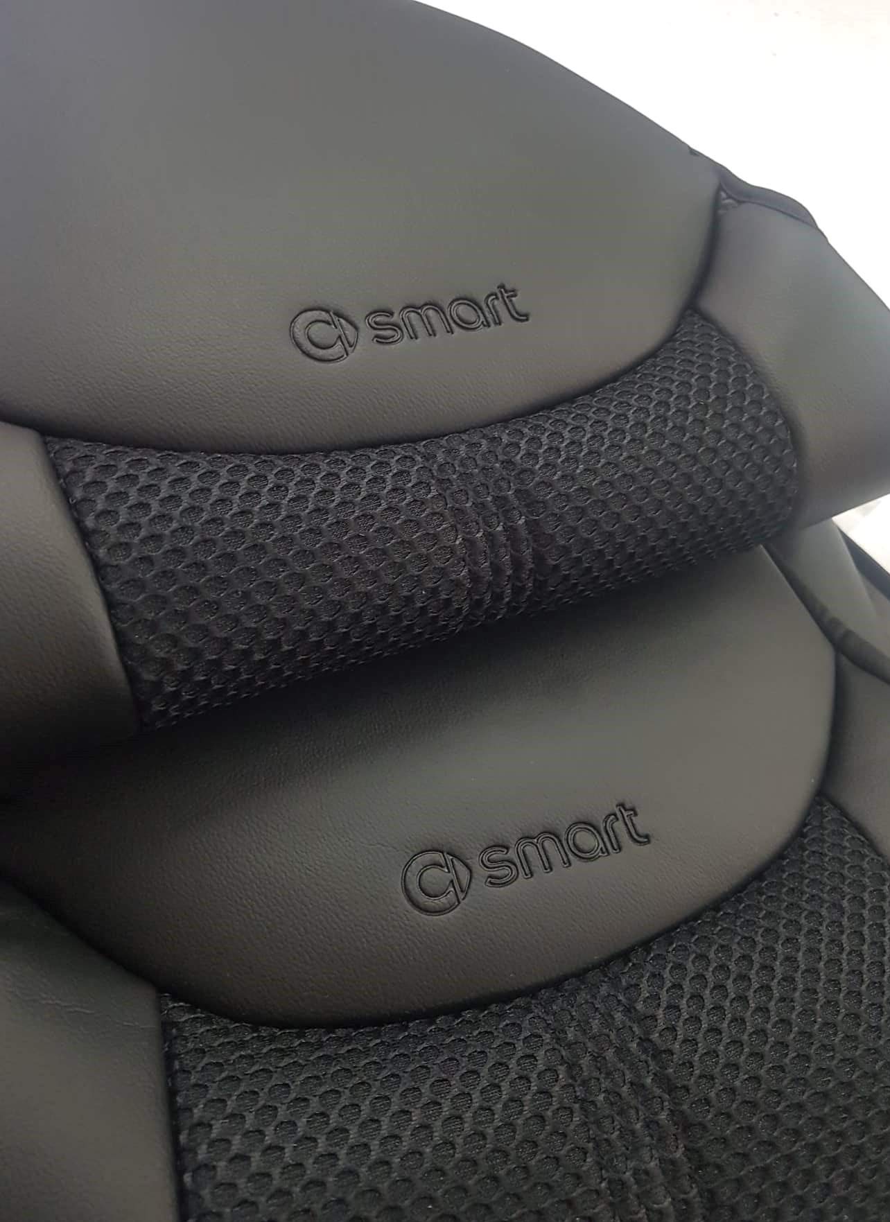 Custom Fit Smart Car Seat Covers - Mix Leatherette & Two-Tone Synthetic Fishnet for Smart Fortwo (451) 2007-2014 | Total Black | Durable & Stylish Protection - Perfect for Daily Commute & Road Trips