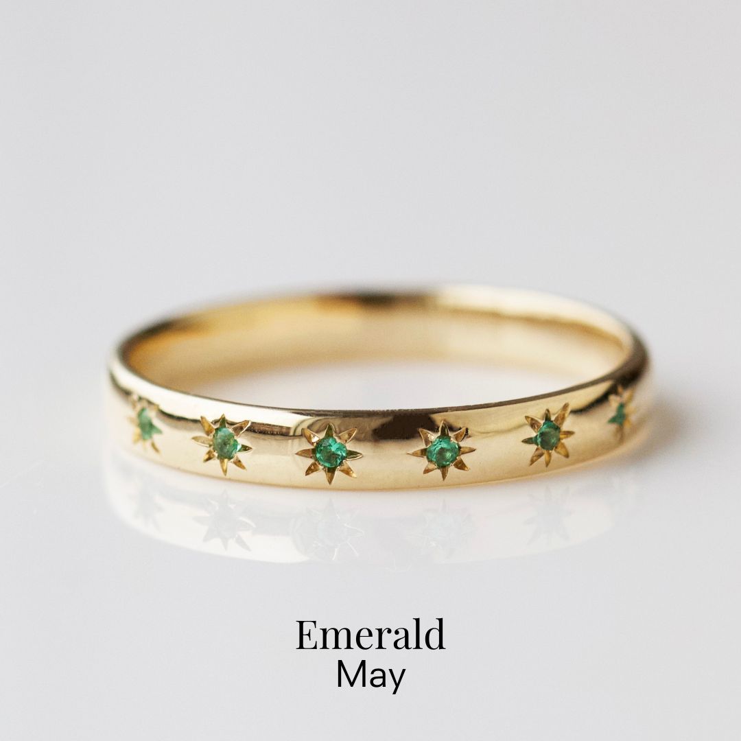 Birthstone Ring Set with Icon Star Design - Perfect for Birthdays, Anniversaries & Special Occasions