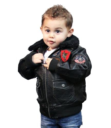 Top Gun® Kids Vegan Leather Aviator Jacket - Stylish & Comfortable Flight-Inspired Jacket for Boys & Girls - Perfect for Halloween Costumes, Cosplay, and Everyday Wear