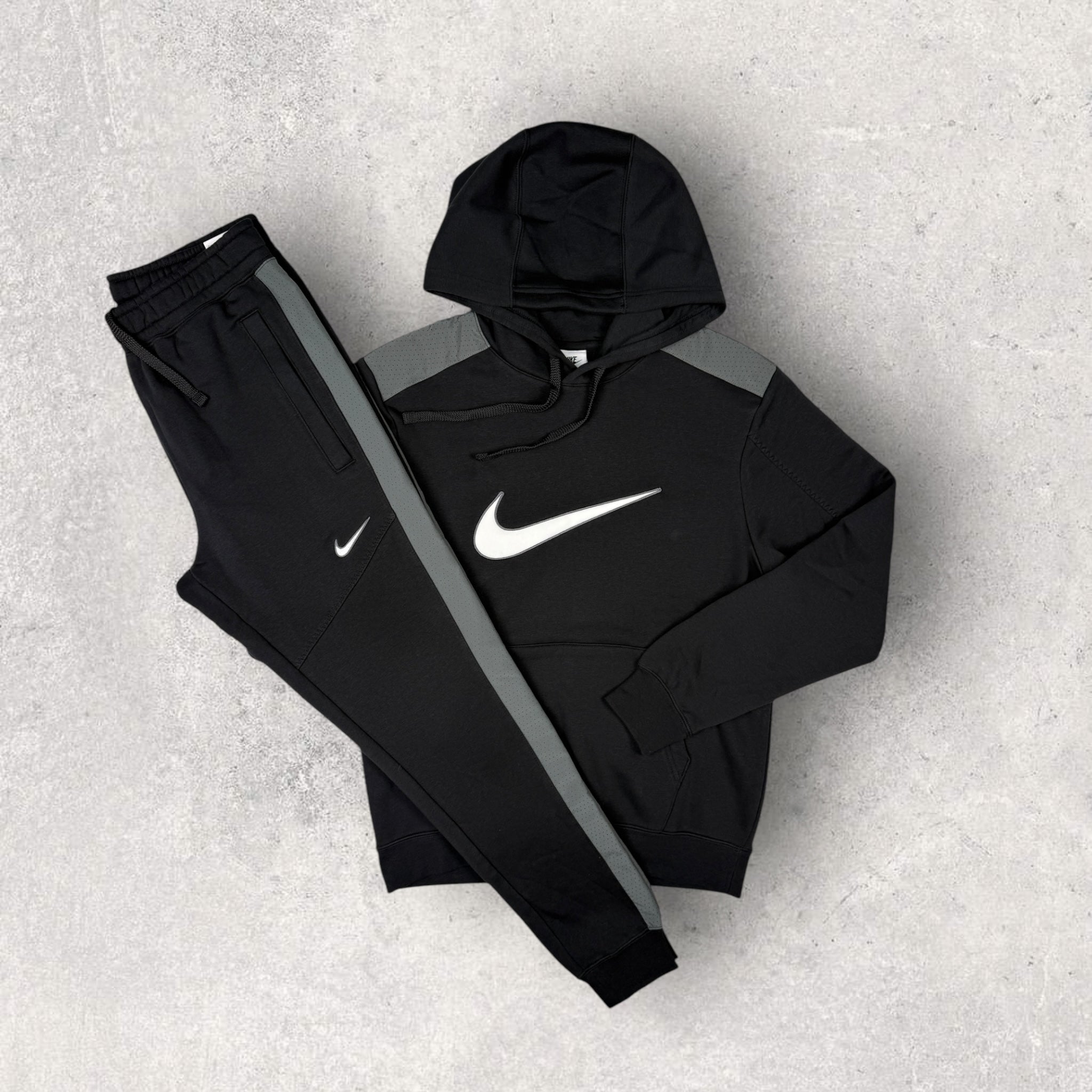 Nike Fleece Tracksuit for Men & Women - Black/Grey - Comfortable & Stylish Jogging Suit for Running, Gym, and Casual Wear