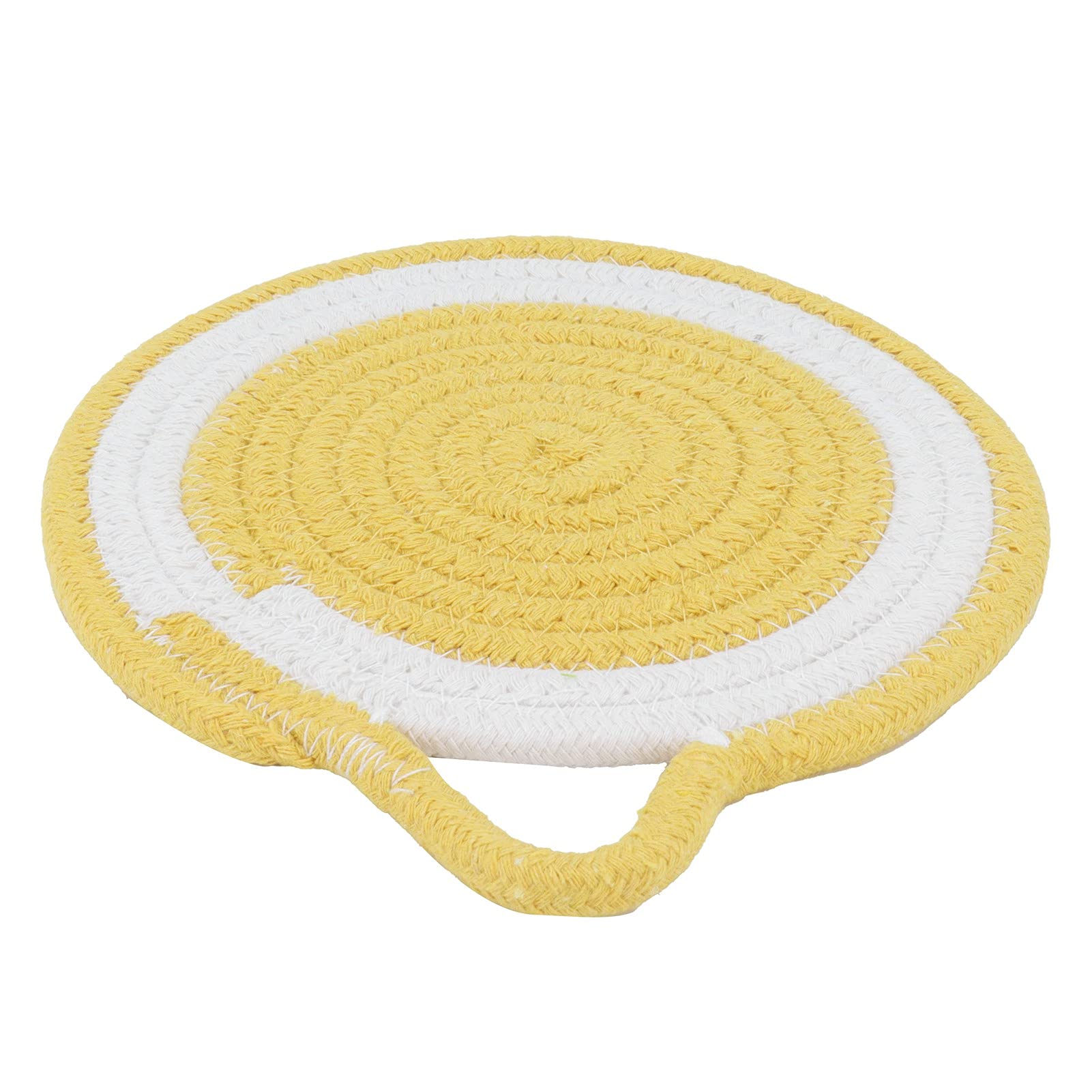 Non-Slip Cotton Rope Table Mat - Heat Resistant Coaster & Placemat Set for Kitchen Dining (18cm, Rustic Yellow) | Perfect for Farmhouse Decor, Coffee Tables & Dinner Parties