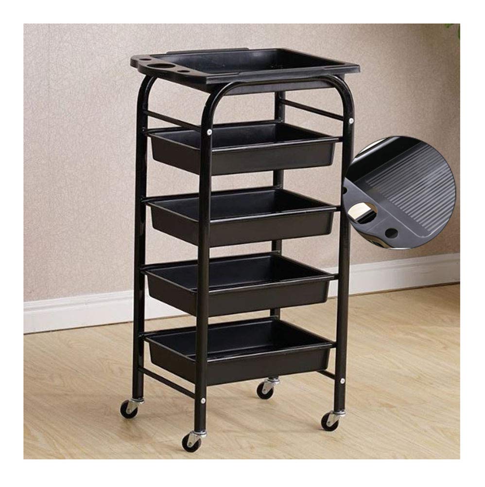 Professional Hair Salon Trolley Cart - 4-Drawer Multifunctional Rolling Storage Organizer for Barber, Hairdresser & Beauty Spa - Black | Perfect for Salon Tools, Hair Products & Styling Equipment Organization