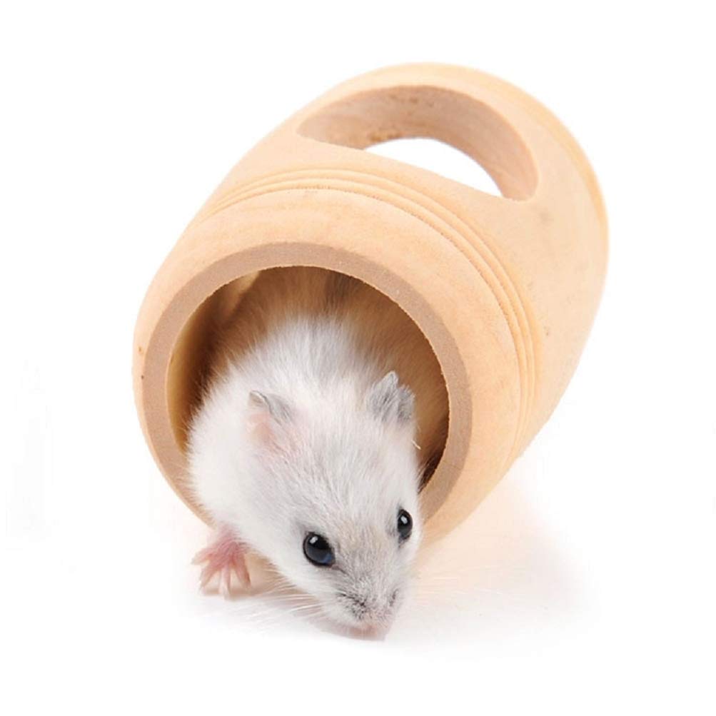 Feltsky 4-in-1 Natural Wooden Hamster Toys Set with Ladder, Swing, Barrel & Seesaw - Chew Toys for Gerbils, Rats, Guinea Pigs & Chinchillas - Perfect for Small Pet Exercise & Cage Enrichment