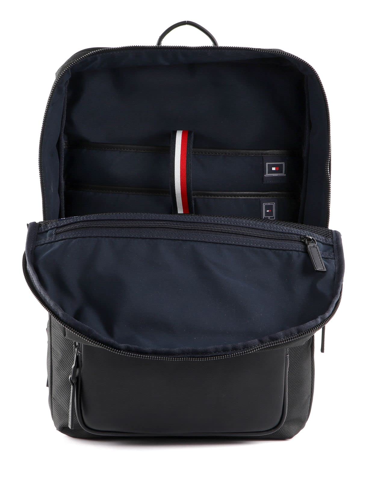 Tommy Hilfiger 1985 Slim Tech Backpack for Men & Women - Lightweight Water-Resistant Laptop Backpack for Work, School & Travel - Black