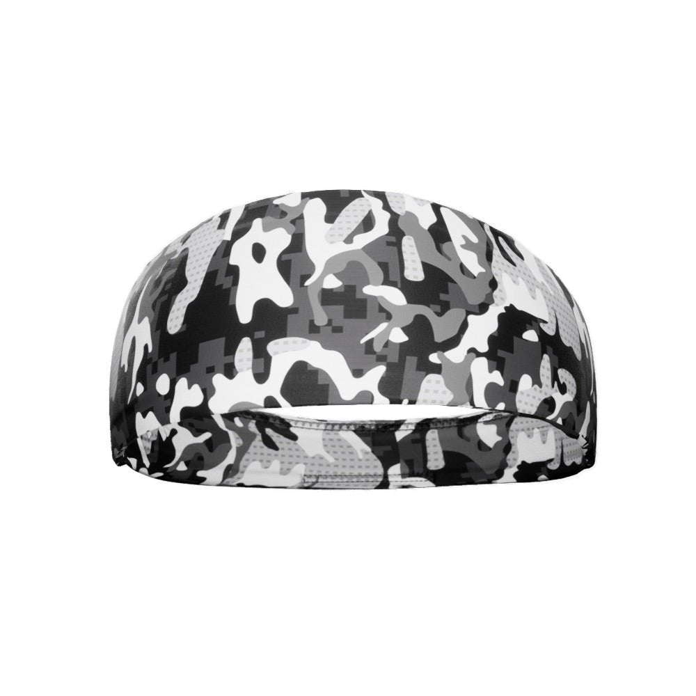White Camo Headband for Men & Women - Adjustable Sweatband for Running, Workout, Sports & Outdoor Activities
