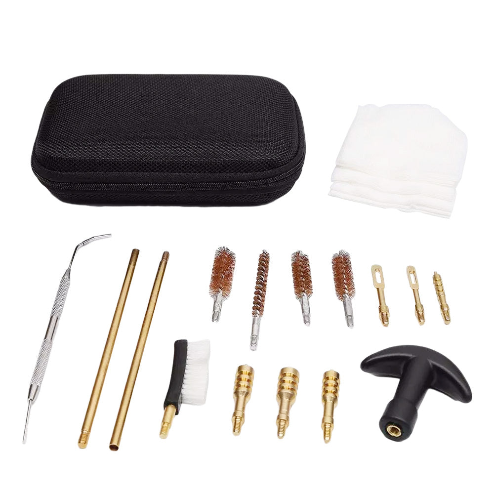 Premium Gun Cleaning Kit for .40 .45 .22 .38 & 9mm Caliber - Bore Brush, Brass Jags & Adapter for Rifle & Pistol Maintenance - Compact Travel Case Included - Perfect for Range, Hunting & Home Firearm Care