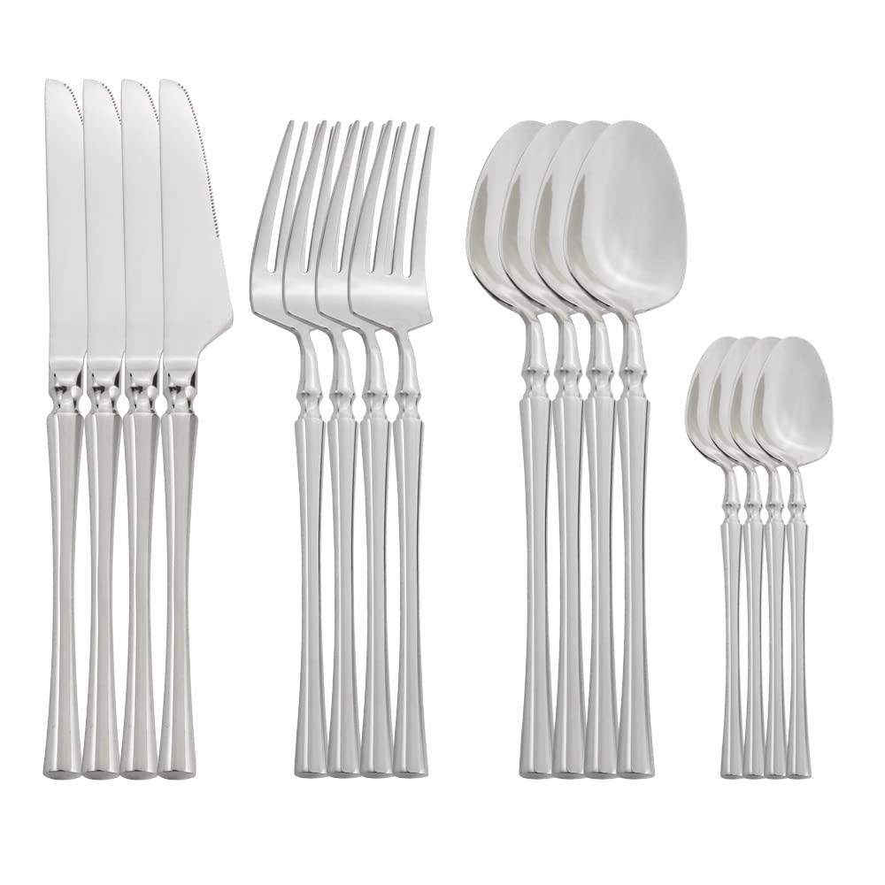 Premium 16-Piece Stainless Steel Flatware Set - 18/10 Silverware for 4 (Forks, Knives, Spoons) - Elegant Dinnerware Cutlery for Home, Kitchen & Party Use - Perfect for Daily Meals, Dinner Parties & Special Occasions
