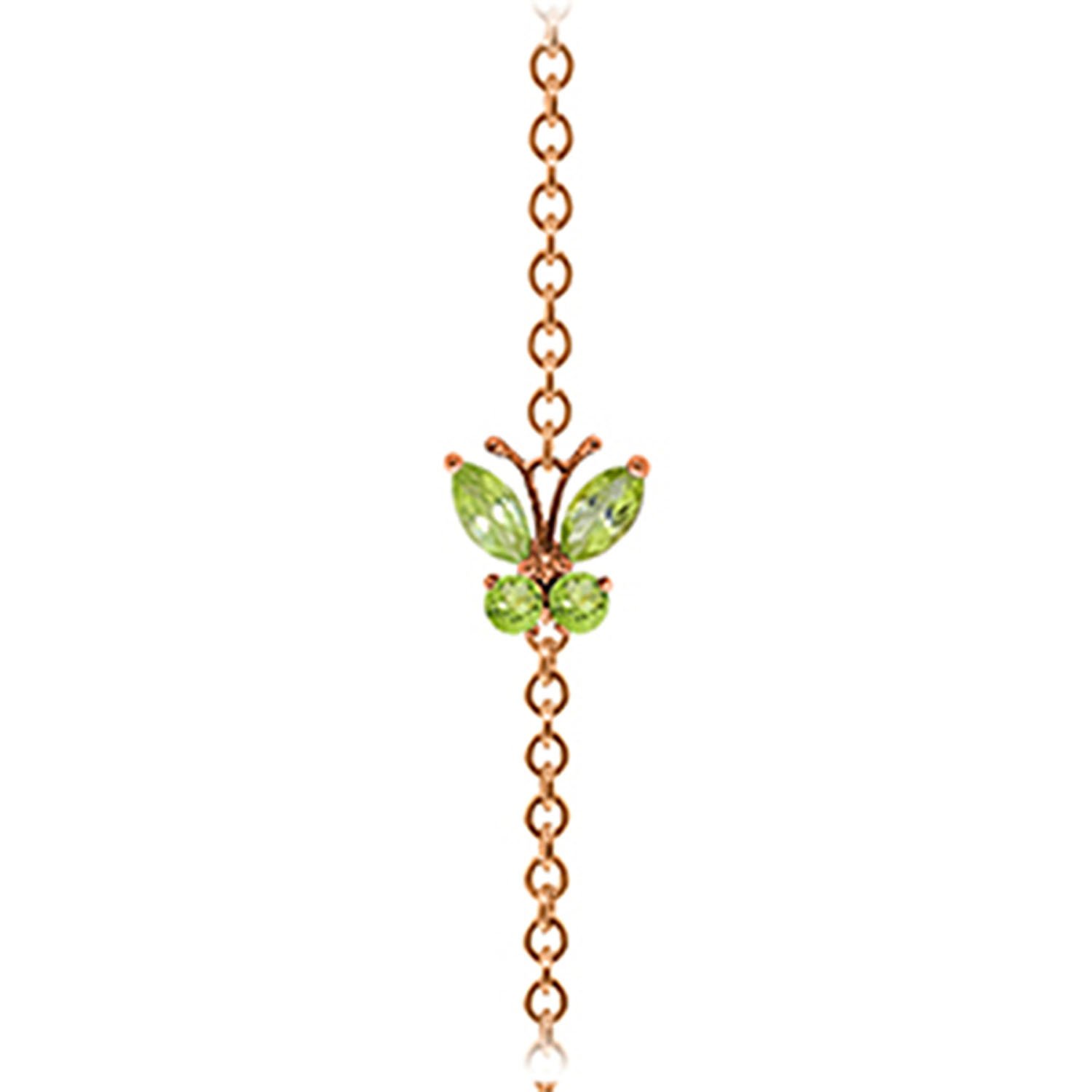 14K Rose Gold Peridot Butterfly Bracelet - Elegant Galaxy Gold GG Jewelry for Women | Perfect for Weddings, Anniversaries & Special Occasions