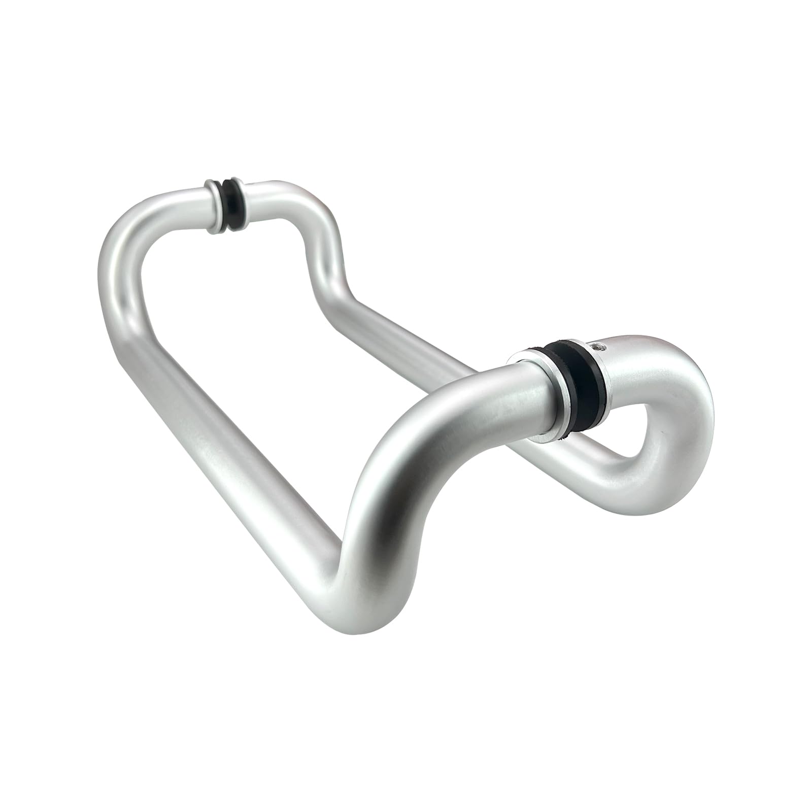 Premium Satin Finish Aluminum Offset Back-to-Back Pull Handle for Glass Doors - Durable & Stylish Hardware for Commercial Entrances, Office Partitions & Shower Enclosures