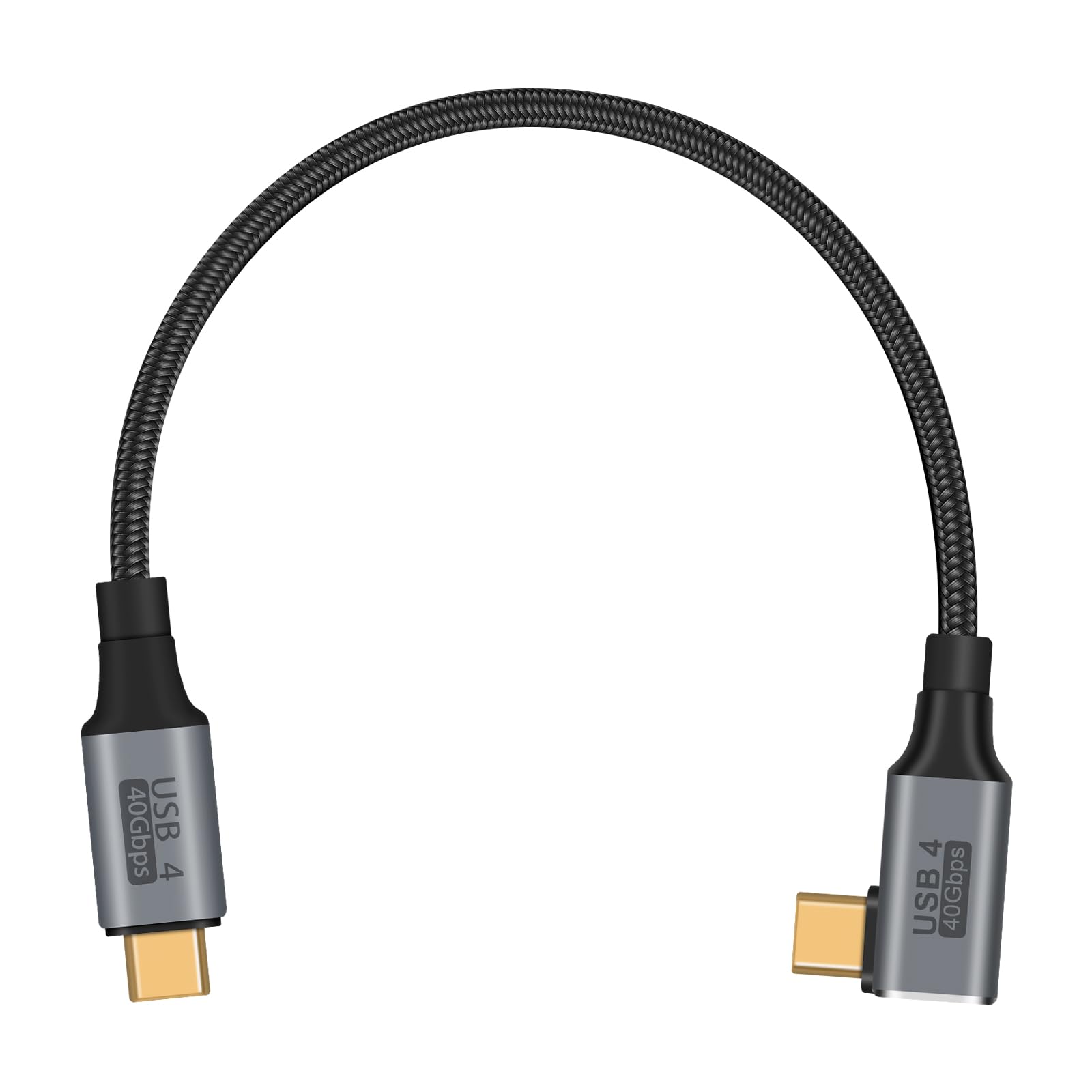 Right Angle USB C Cable 100W 40Gbps - Short 1ft USB 4 for Thunderbolt 4 & MacBook Pro/Air - Fast Charging & 8K Video