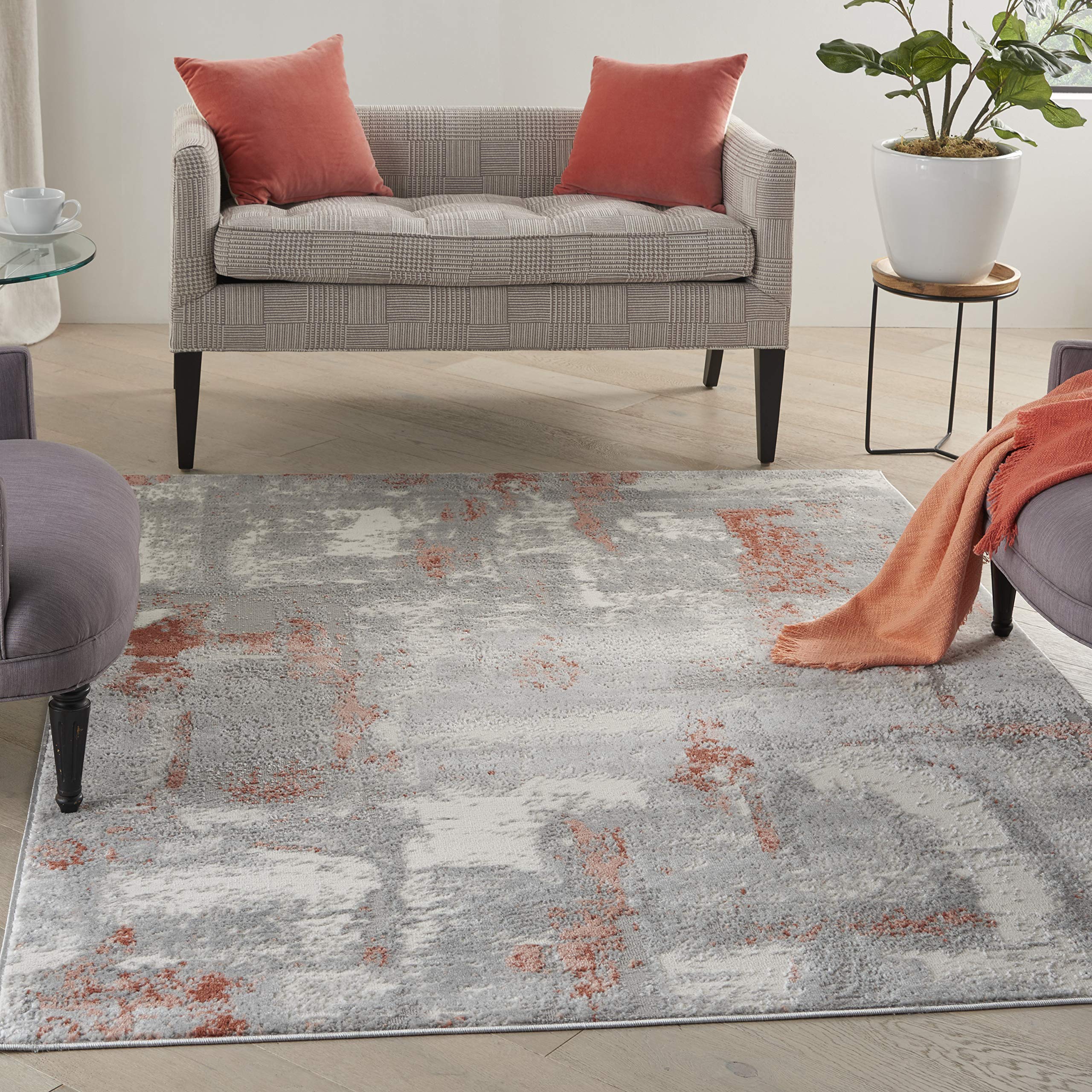 Nourison Elation Abstract Grey 8x10 Area Rug - Easy Cleaning, Non-Shedding, Stain Resistant for Living Room, Bedroom, Dining Room & Kitchen | Soft Modern Floor Covering for Home Decor