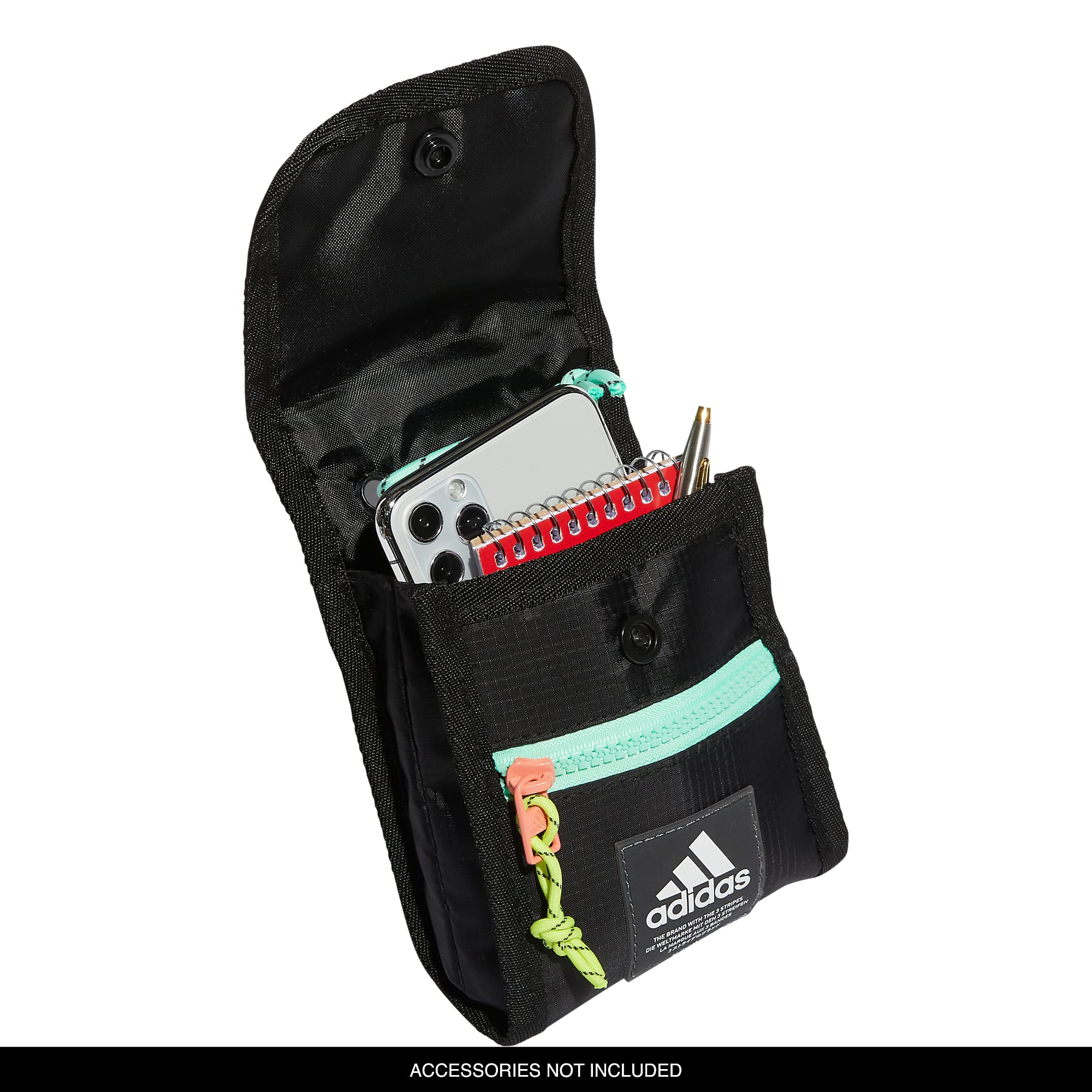 Adidas Neck Pouch - Waterproof Crossbody Bag for Travel, Running, Hiking & Festivals | Secure Waist Pack for Phone, Wallet & Essentials | Hands-Free Convenience for Outdoor Activities