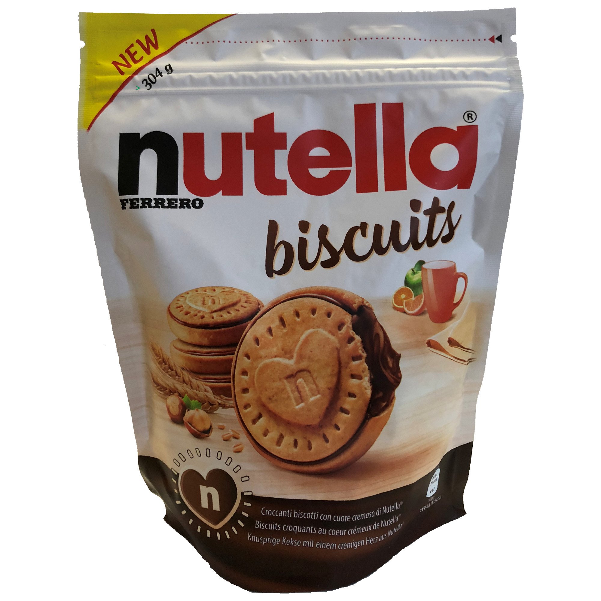 Nutella Hazelnut Spread Cookies - 10.7oz (304g) Bag - Crunchy Chocolate Biscuits for Snacking, Breakfast & Dessert