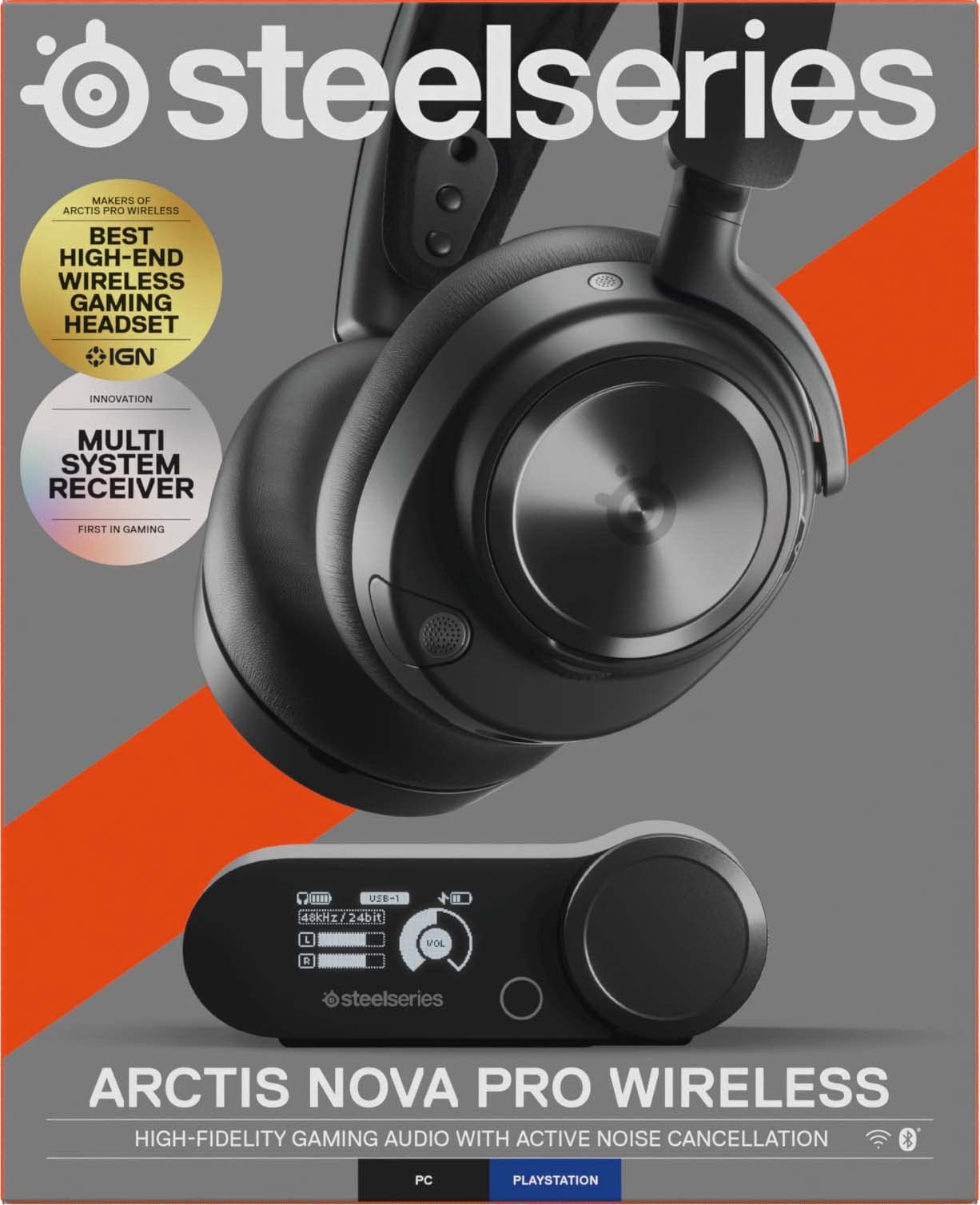 SteelSeries Arctis Nova Pro Wireless Gaming Headset with ANC - Multi-Platform Compatible (PC, PS5, PS4, Switch, Mobile) - Magnetic Neodymium Drivers & ClearCast Gen 2 Mic - Perfect for Competitive Gaming, Streaming, and Long Gaming Sessions