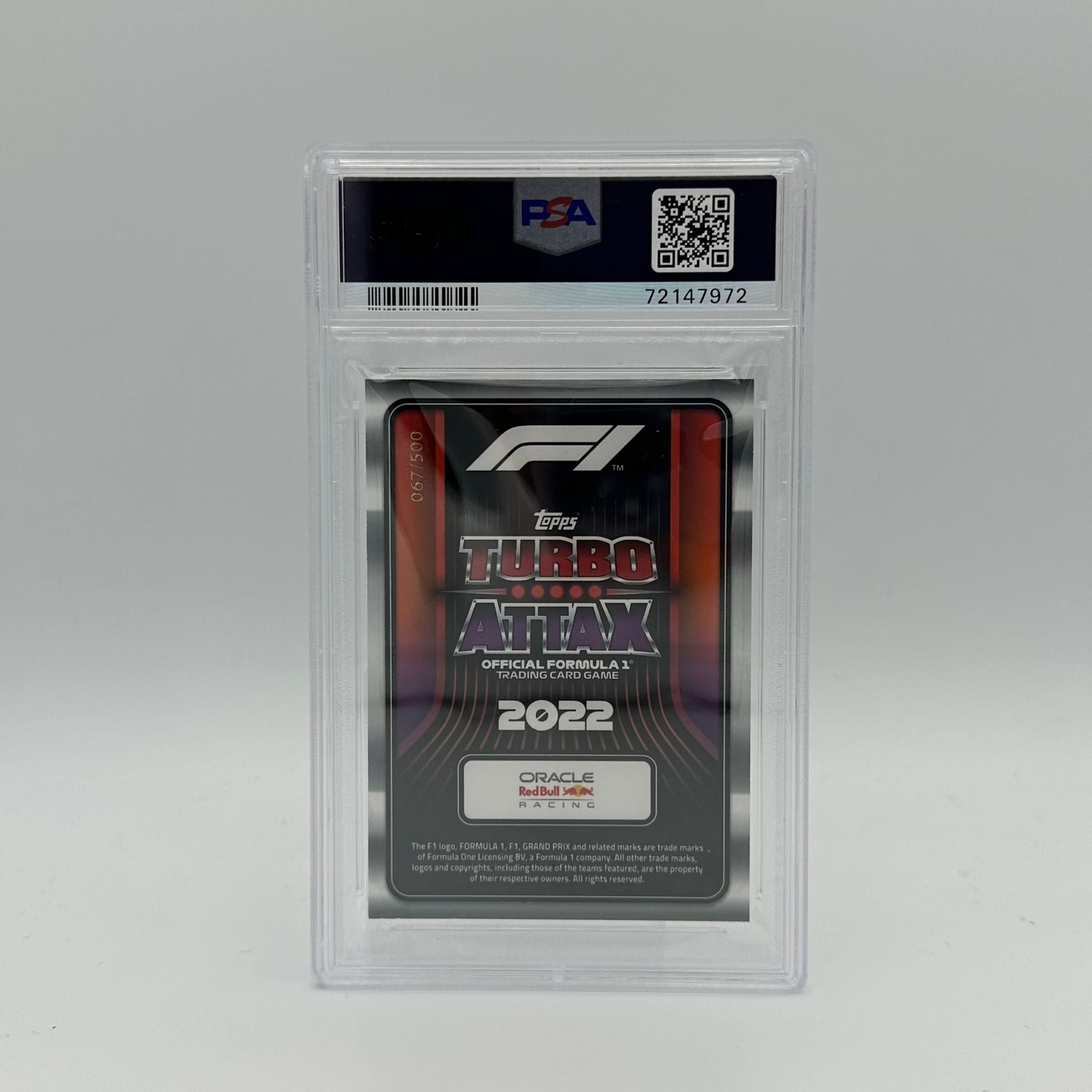 PSA 9 Graded Max Verstappen #335 Idol Mirror Red 67/500 - Rare F1 Racing Collectible Card for Display & Investment