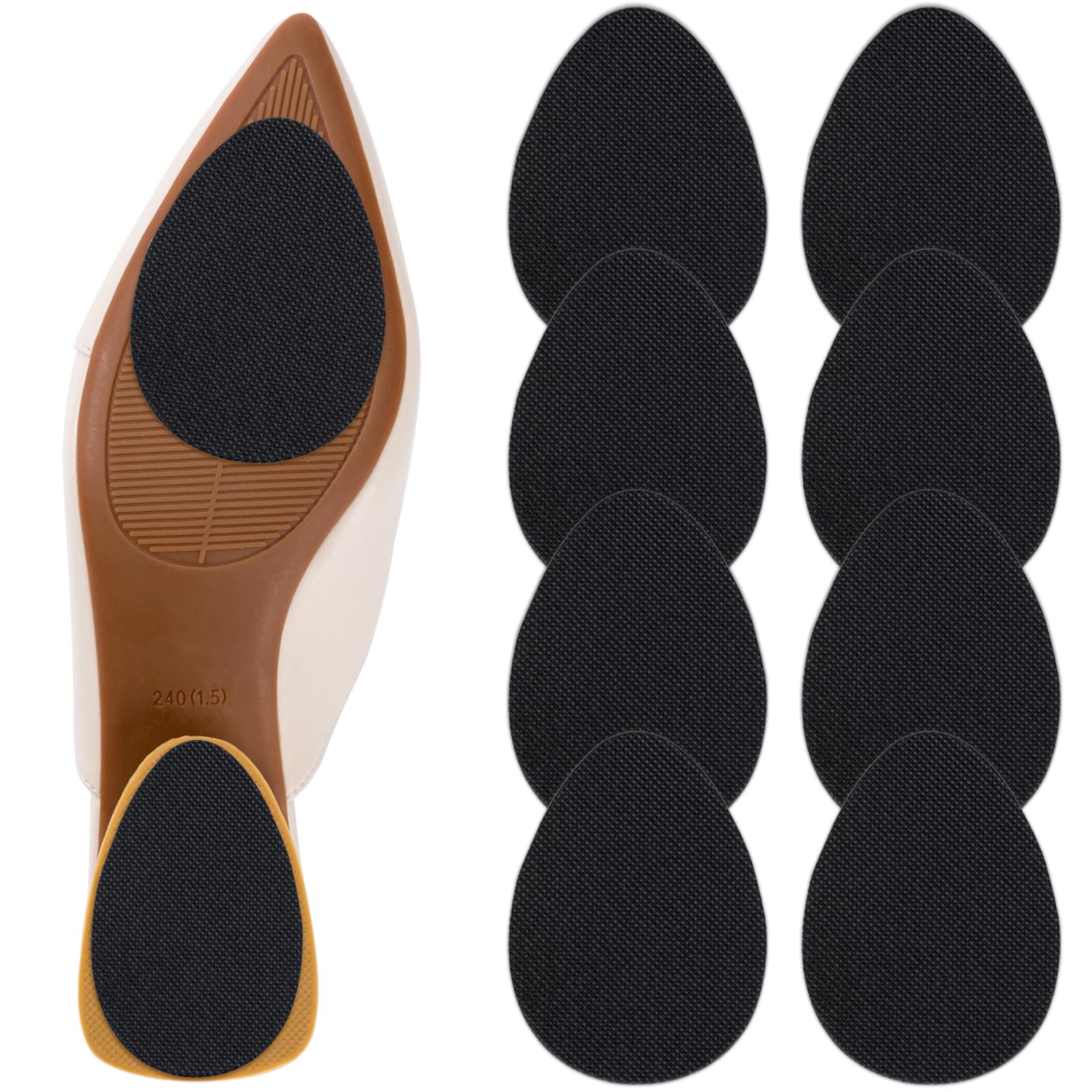 Non-Slip Shoe Pads for Women & Men - GADEBAO Self-Adhesive Anti-Slip Shoe Grips, Odorless Silicone Sole Protectors for High Heels & Dress Shoes (8 Pairs, Black) - Perfect for Work, Parties & Slippery Floors