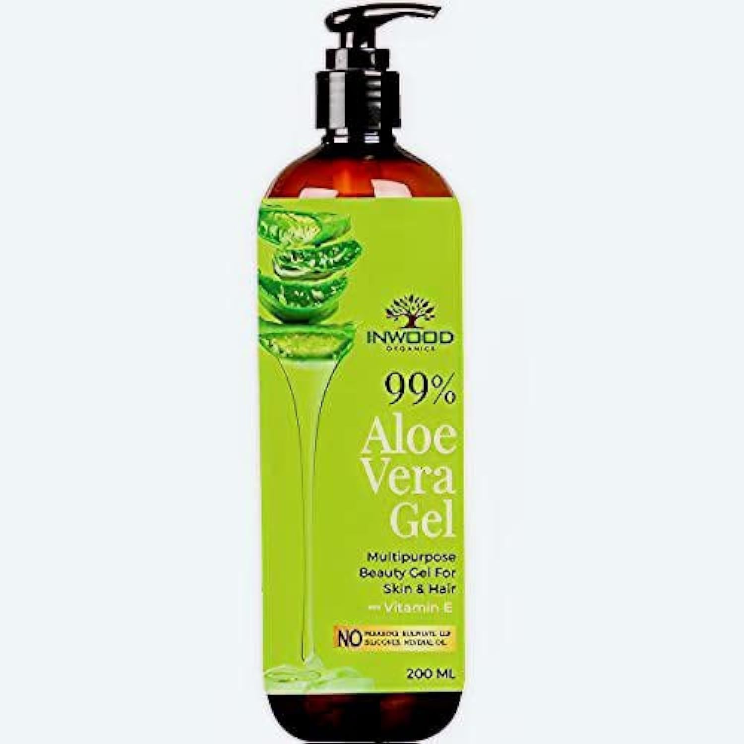 99% Pure Organic Aloe Vera Gel for Face, Skin & Hair with Vitamin E | All Skin & Hair Types | Multi-Purpose Vegan Gel | Paraben-Free 200ml | Soothes Sunburn, Hydrates Skin & Conditions Hair Naturally