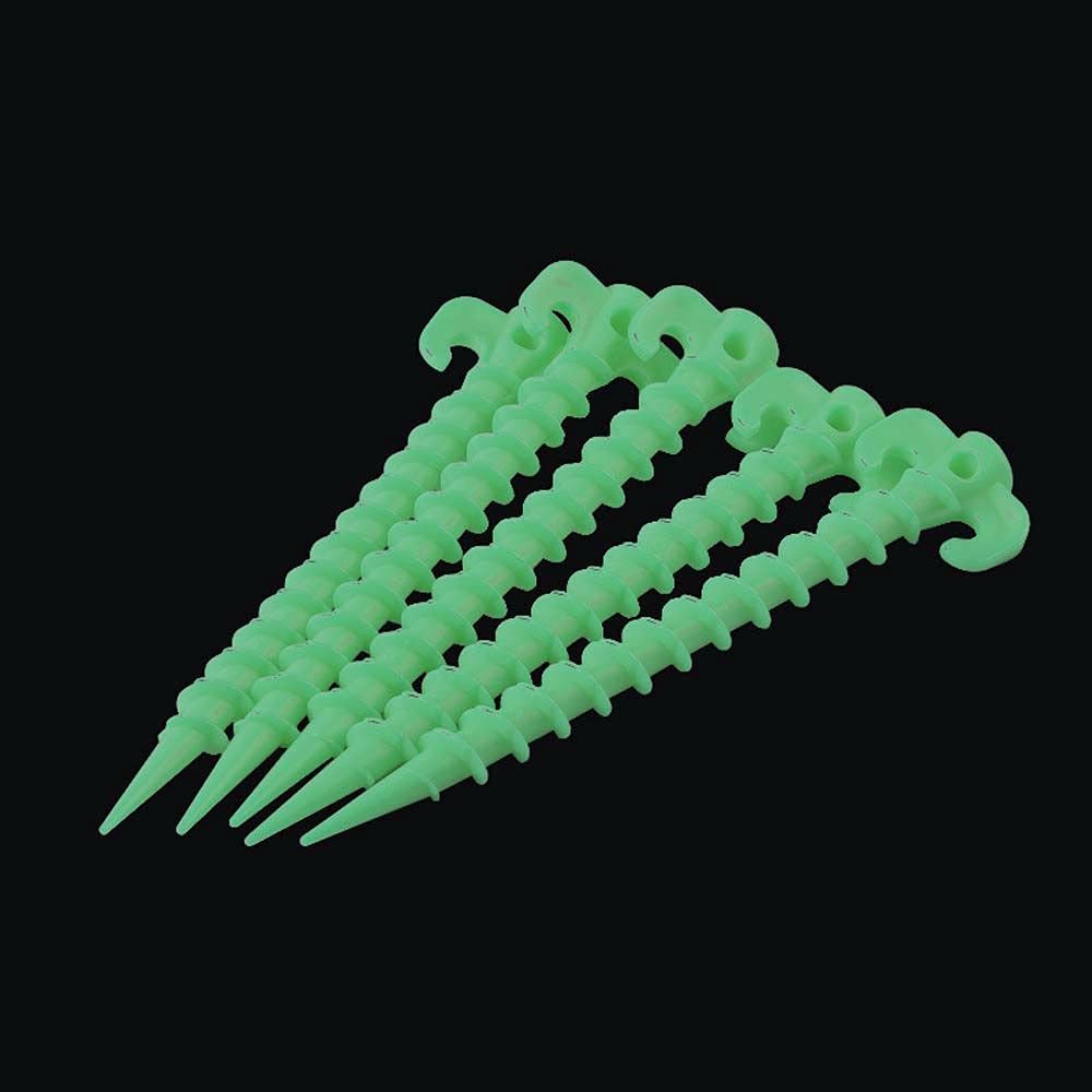 5pcs Luminous Tent Pegs - Heavy Duty Plastic Tent Stakes for Camping, Canopy & Outdoor Gear - Glow in The Dark for Night Visibility - Perfect for Backpacking, Hiking & Beach Tents