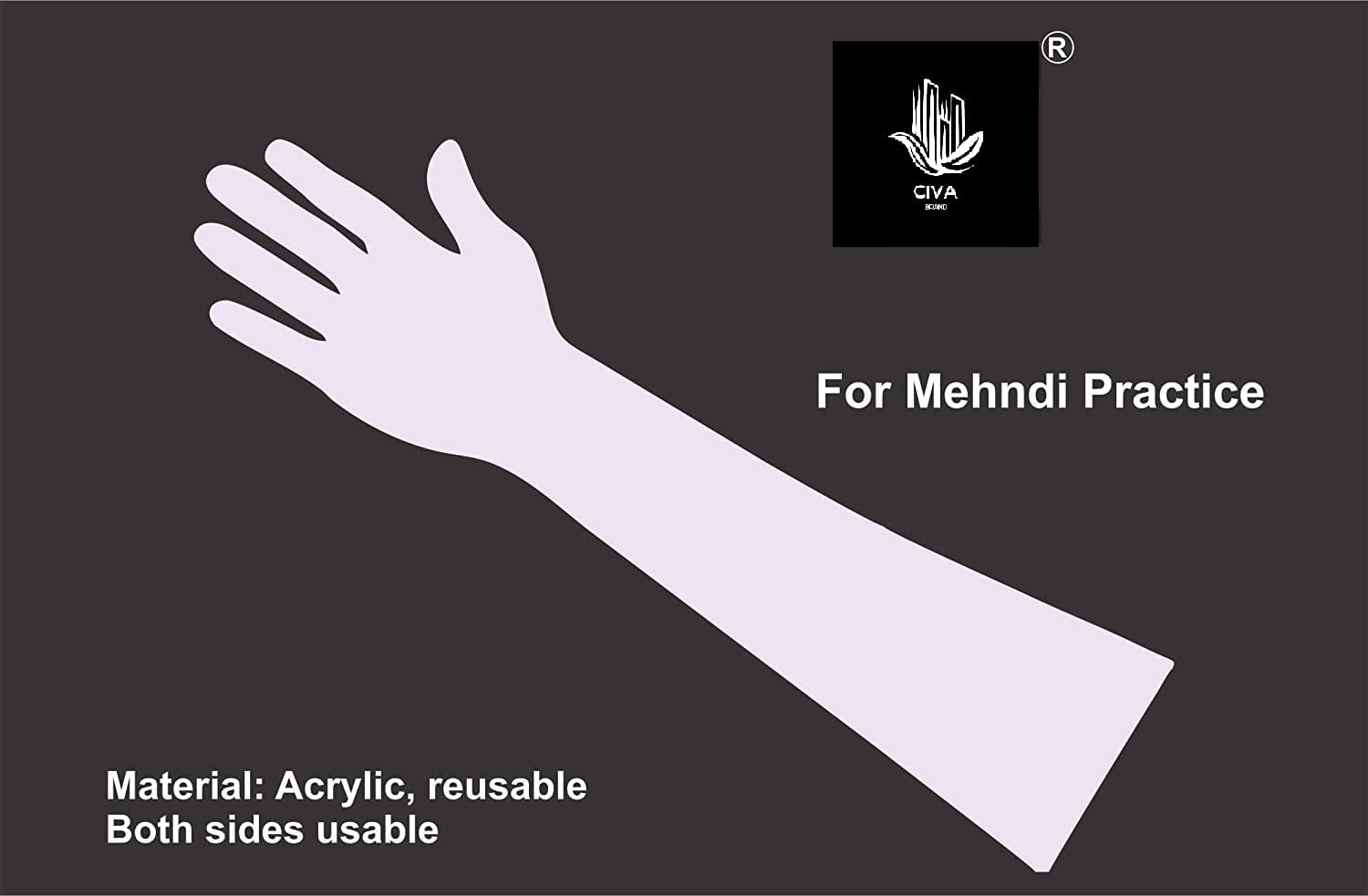 EZRI Reusable Acrylic Mehndi Practice Hand - White (2 Pack) - Perfect for Henna Tattoo Training, Bridal Mehndi Design Practice & DIY Art Projects