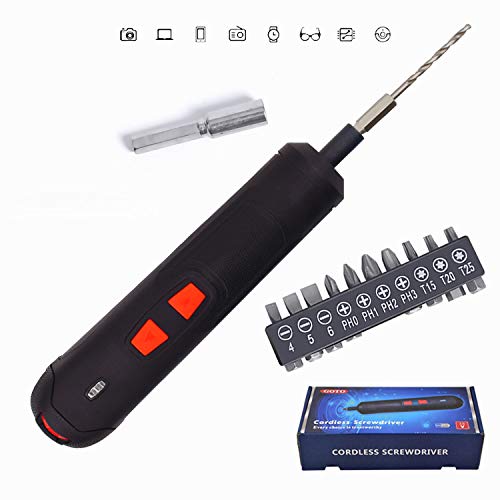 **GOTO Cordless Electric Screwdriver Set - USB Rechargeable, 6 Torque Settings, 10 Bits, Forward/Reverse Switch - Perfect for DIY Projects, Home Repairs & Quick Driving Tasks**