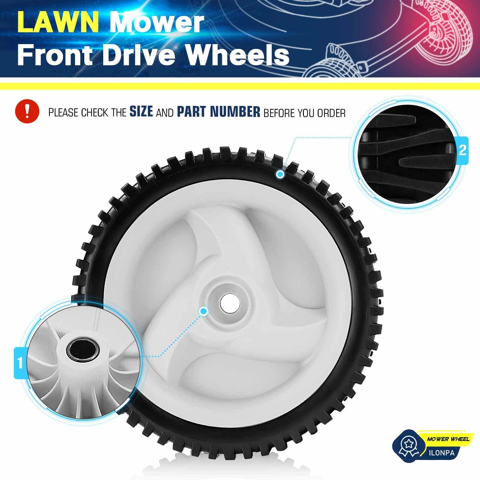 2 Pack Lawn Mower Drive Wheels for AYP 194231x427, Craftsman 532403111 & Husqvarna 532402657 - Replacement Parts for Smooth Lawn Mowing - Perfect for DIY Repairs & Home Garden Maintenance