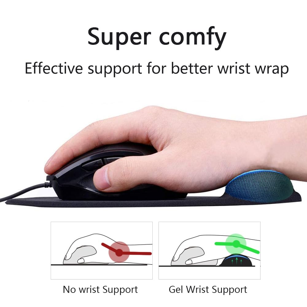 Ergonomic Mouse Pad with Gel Wrist Rest - Pain Relief & Non-Slip Computer Mousepad for Laptop, PC, Office & Home Use - Comfortable Wrist Support for Long Working Hours (Black)