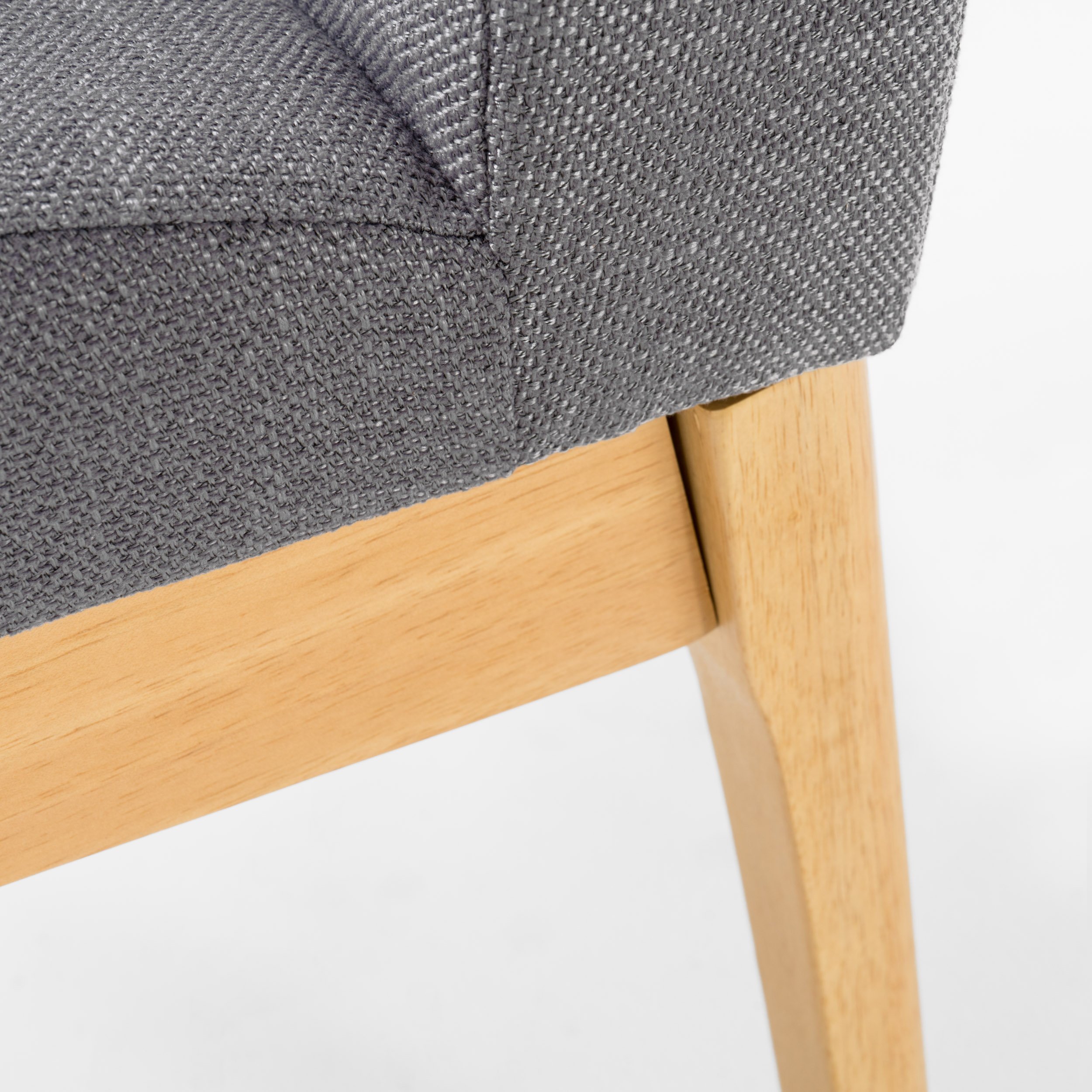 Kwame Fabric & Oak Finish Dining Chairs Set of 2, Dark Grey - Modern Kitchen & Dining Room Furniture for Home & Restaurant Use