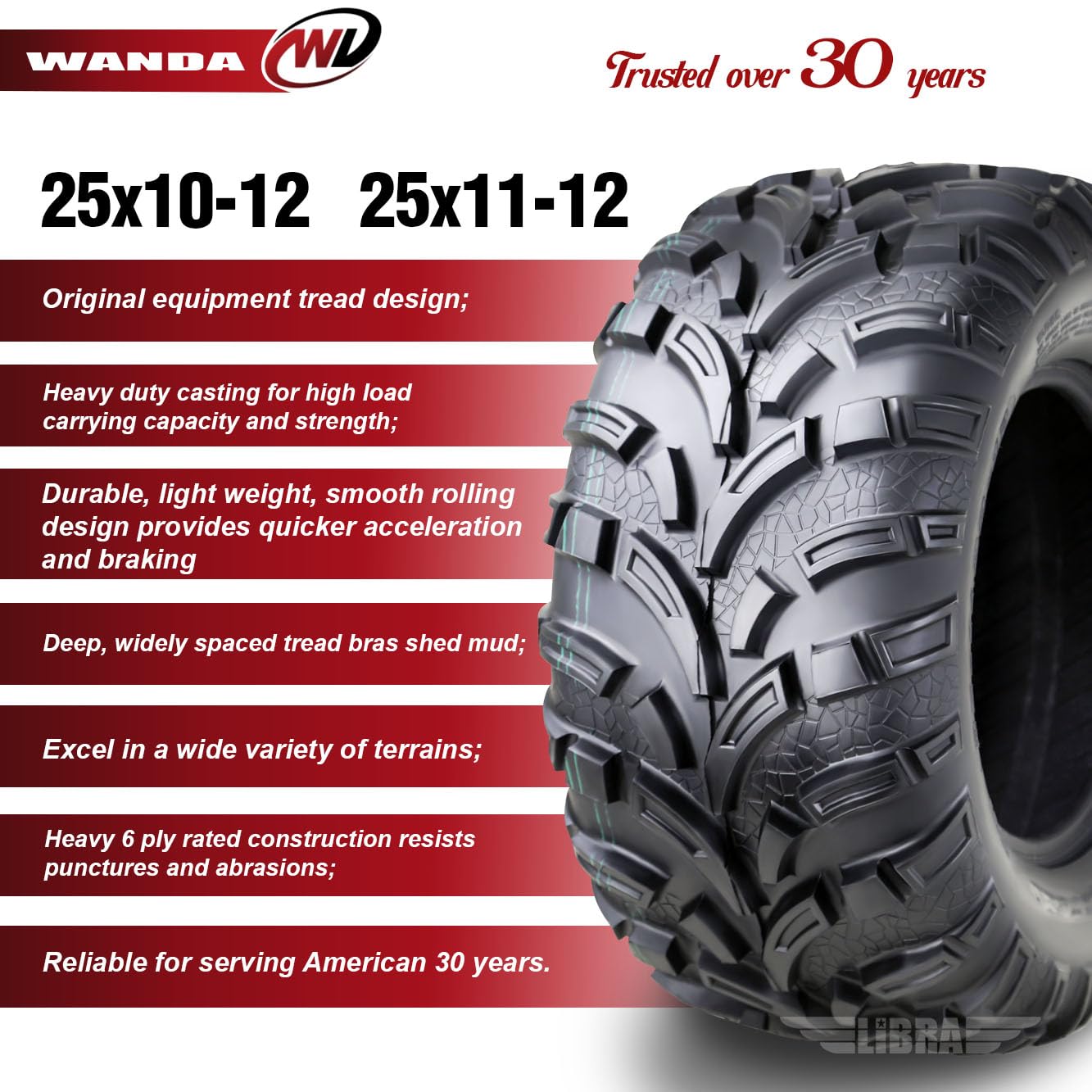 25x10-12 & 25x11-12 Heavy Duty ATV Tires for 2008-2013 Cub-Cadet VOLUNTEER 4X4 - All-Terrain Off-Road Replacement Tires for Mud, Sand & Trail Riding