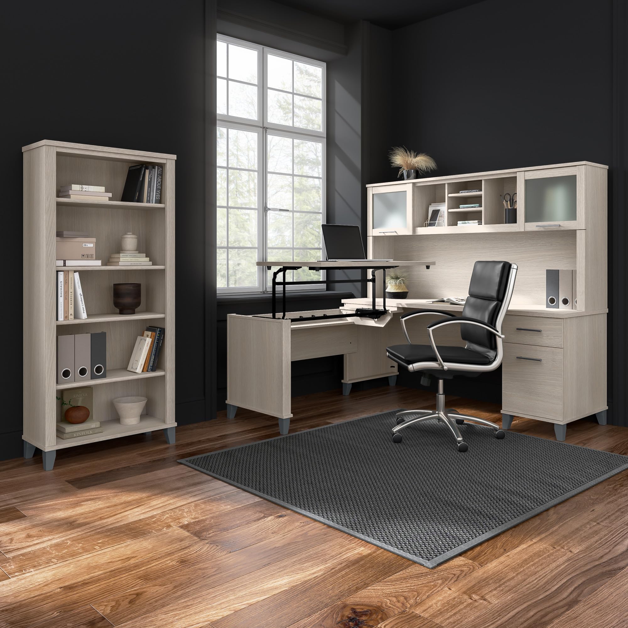 Bush Furniture Somerset 2-Drawer Lateral File Cabinet in Sand Oak - Office Storage Solution for Home & Business Organization
