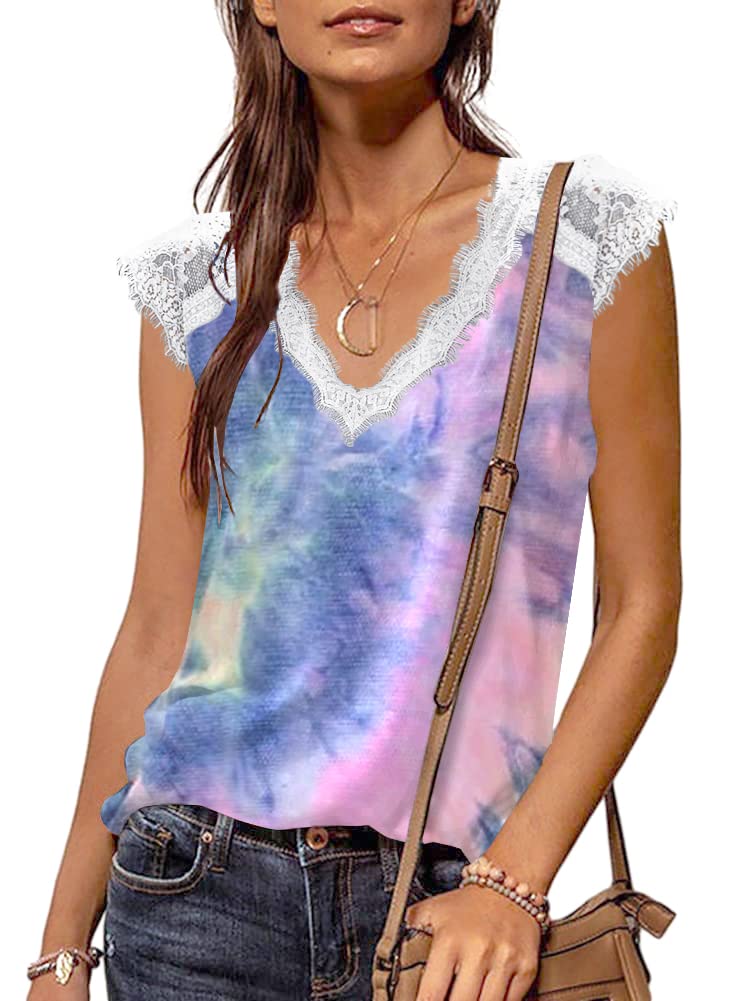 ETCYY Women's Summer Casual Sleeveless V-Neck Tank Tops with Cute Print - Breathable Comfort for Beach, Gym, and Everyday Wear